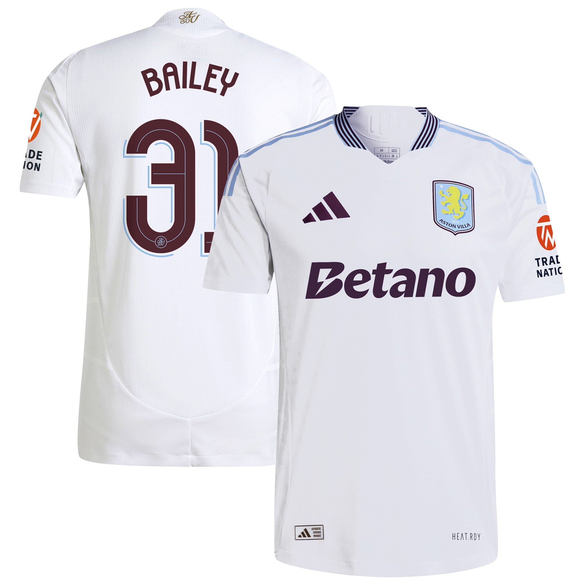 aston villa adidas away authentic shirt 2024-25 with bailey 31 cup printing Collection | Official Aston Villa Shirts