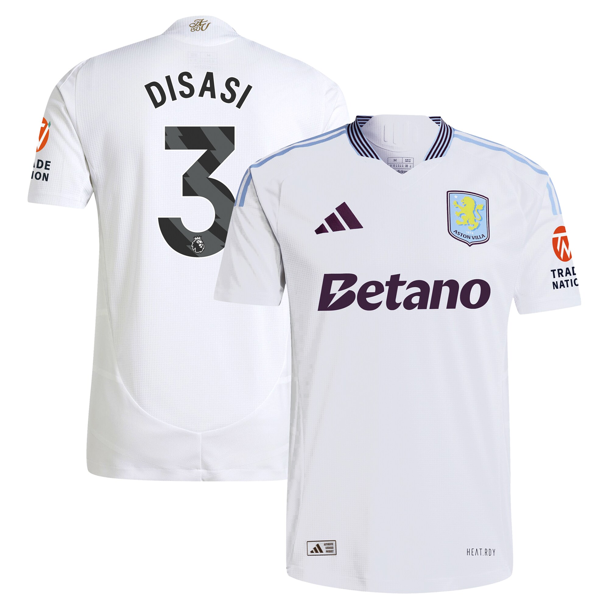 aston villa adidas away authentic shirt 2024-25 with disasi 3 printing Collection | Official Aston Villa Shirts