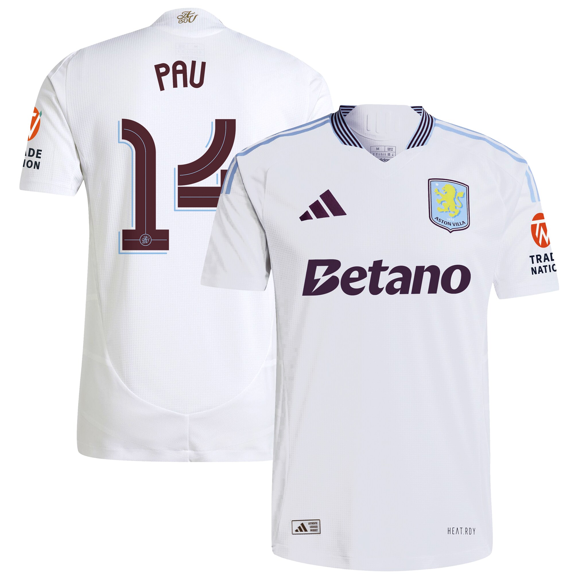 aston villa adidas away authentic shirt 2024-25 with pau 14 cup printing Collection | Official Aston Villa Shirts