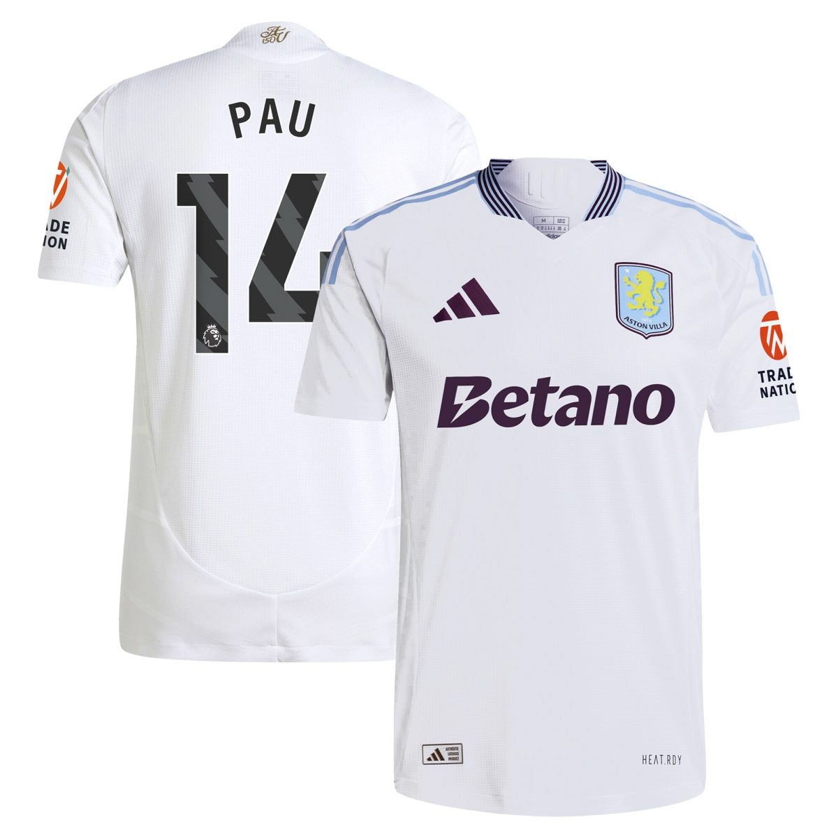 aston villa adidas away authentic shirt 2024-25 with pau 14 printing Collection | Official Aston Villa Shirts