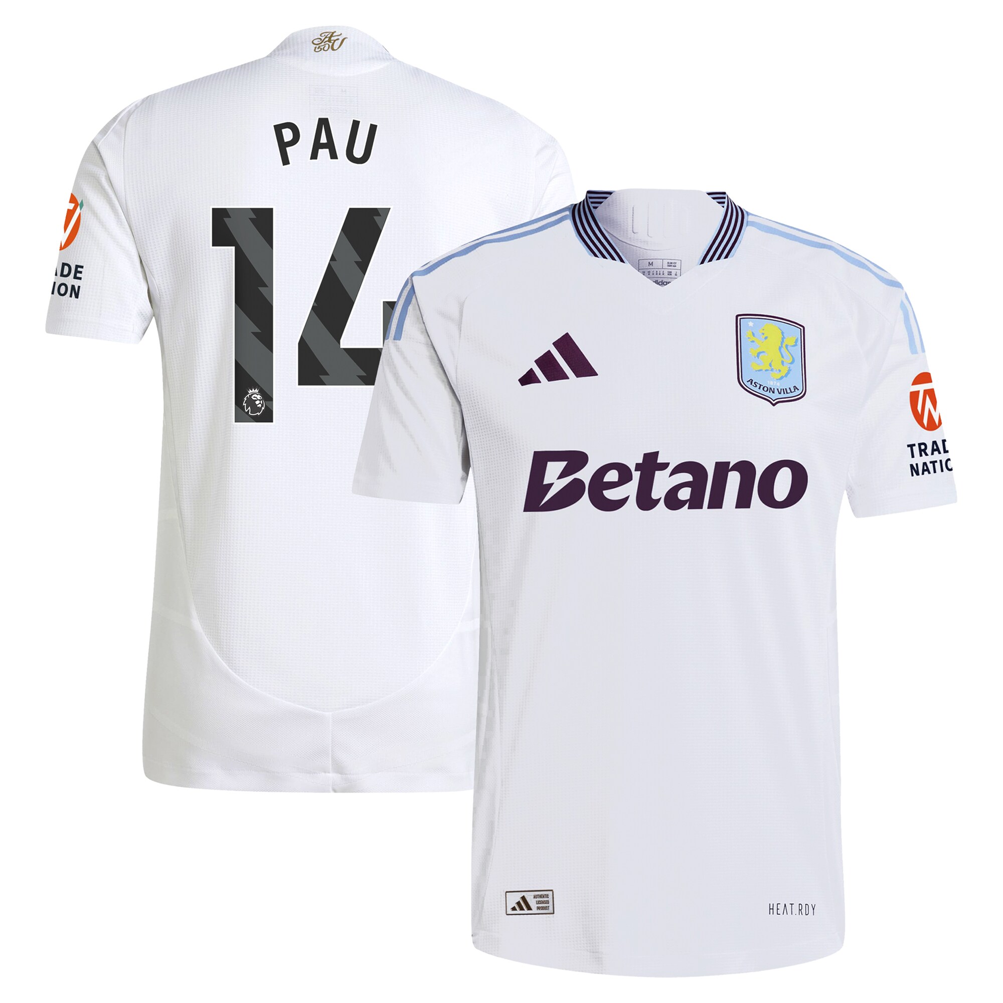 aston villa adidas away authentic shirt 2024-25 with pau 14 printing Collection | Official Aston Villa Shirts