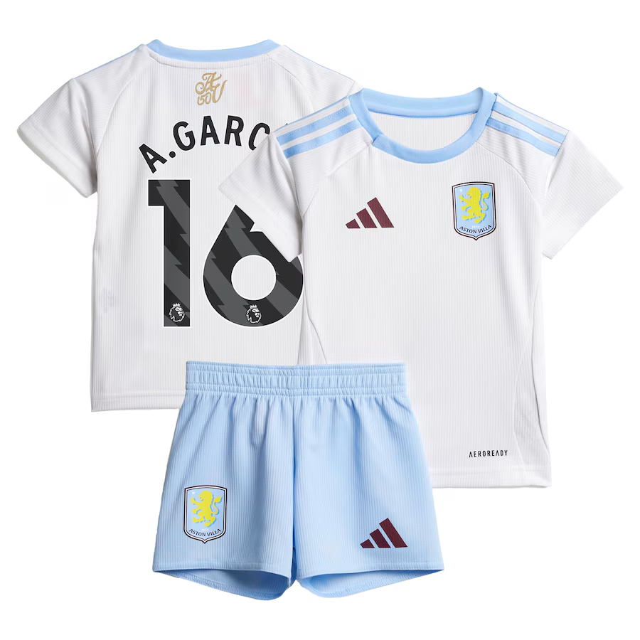 aston villa adidas away baby kit 2024-25 with a.garcía 16 printing Collection | Official Aston Villa Shirts