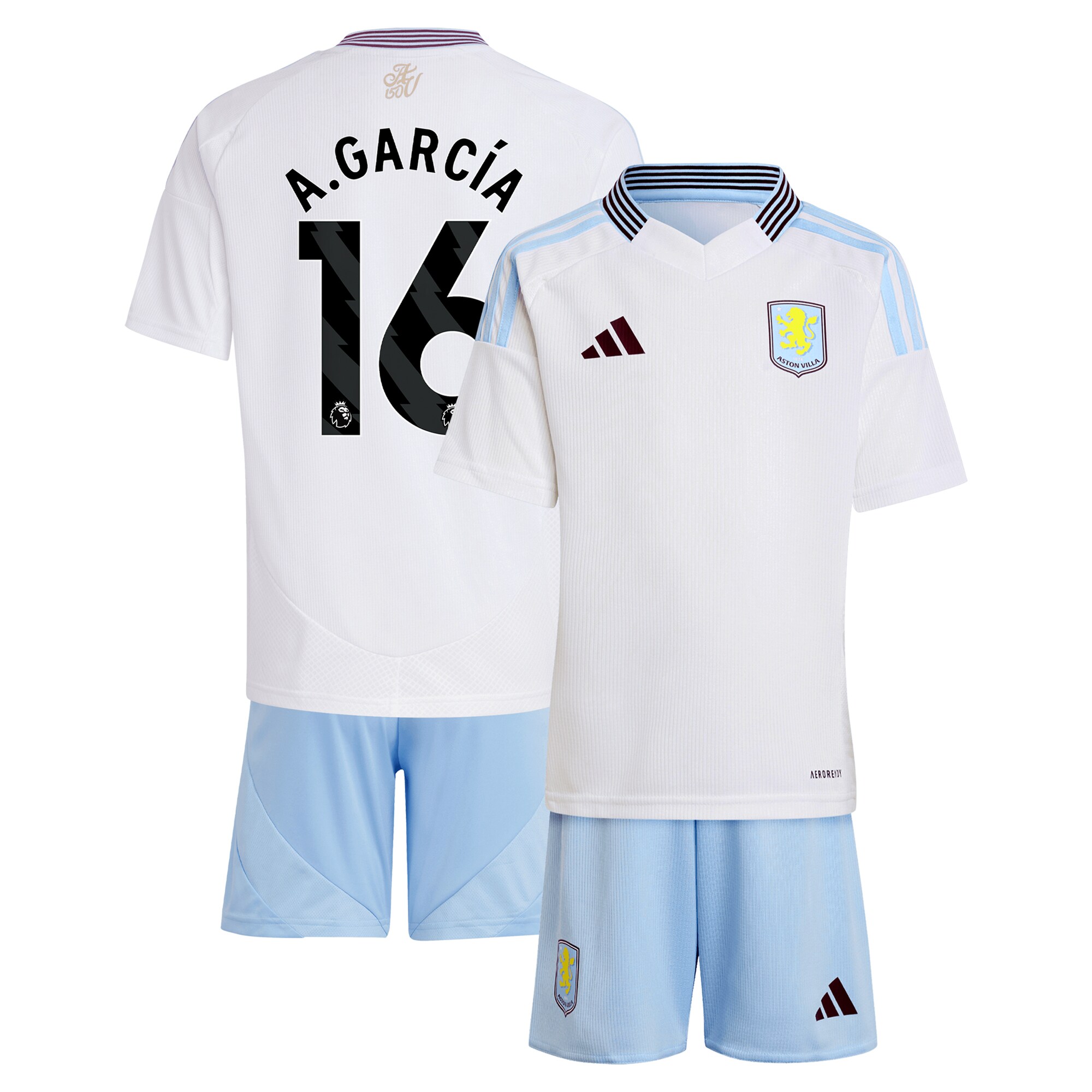 aston villa adidas away mini kit 2024-25 with a.garcía 16 printing Collection | Official Aston Villa Shirts