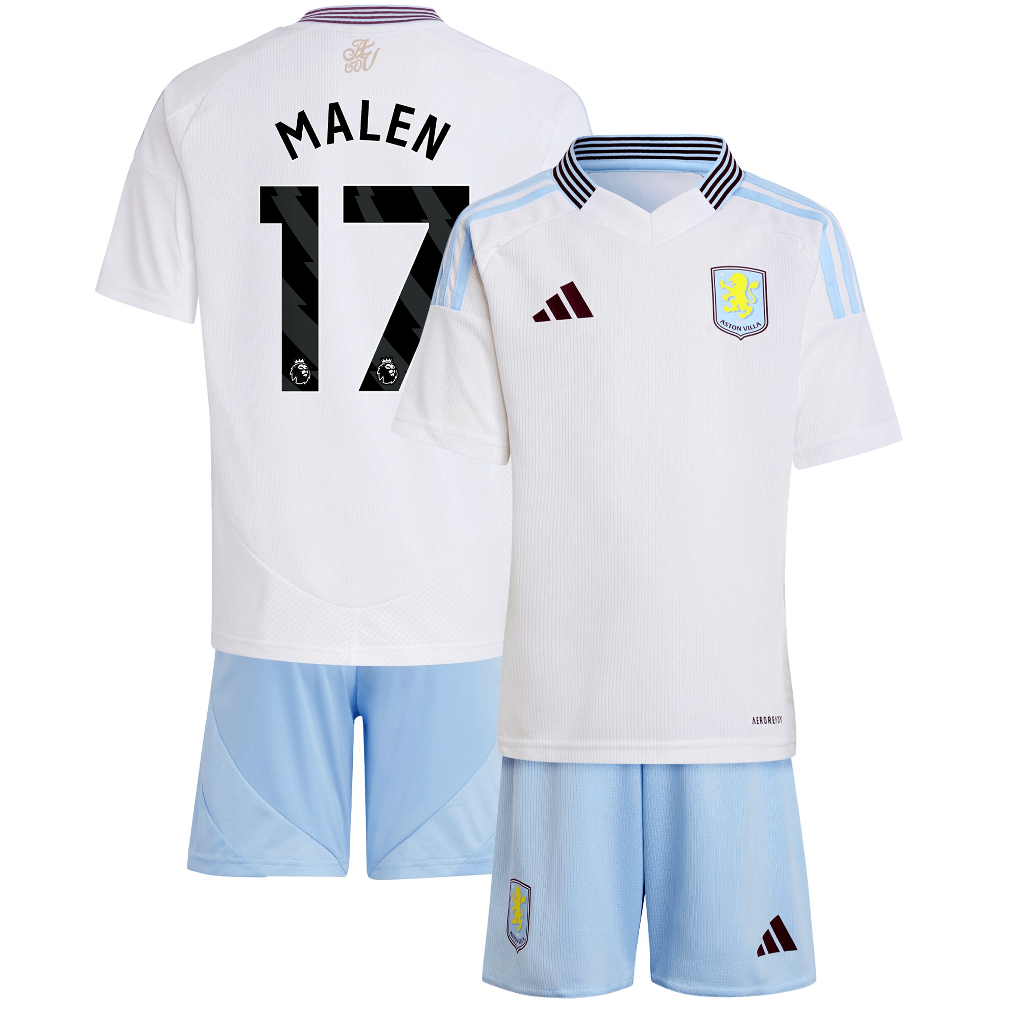 aston villa adidas away mini kit 2024-25 with malen 17 printing Collection | Official Aston Villa Shirts