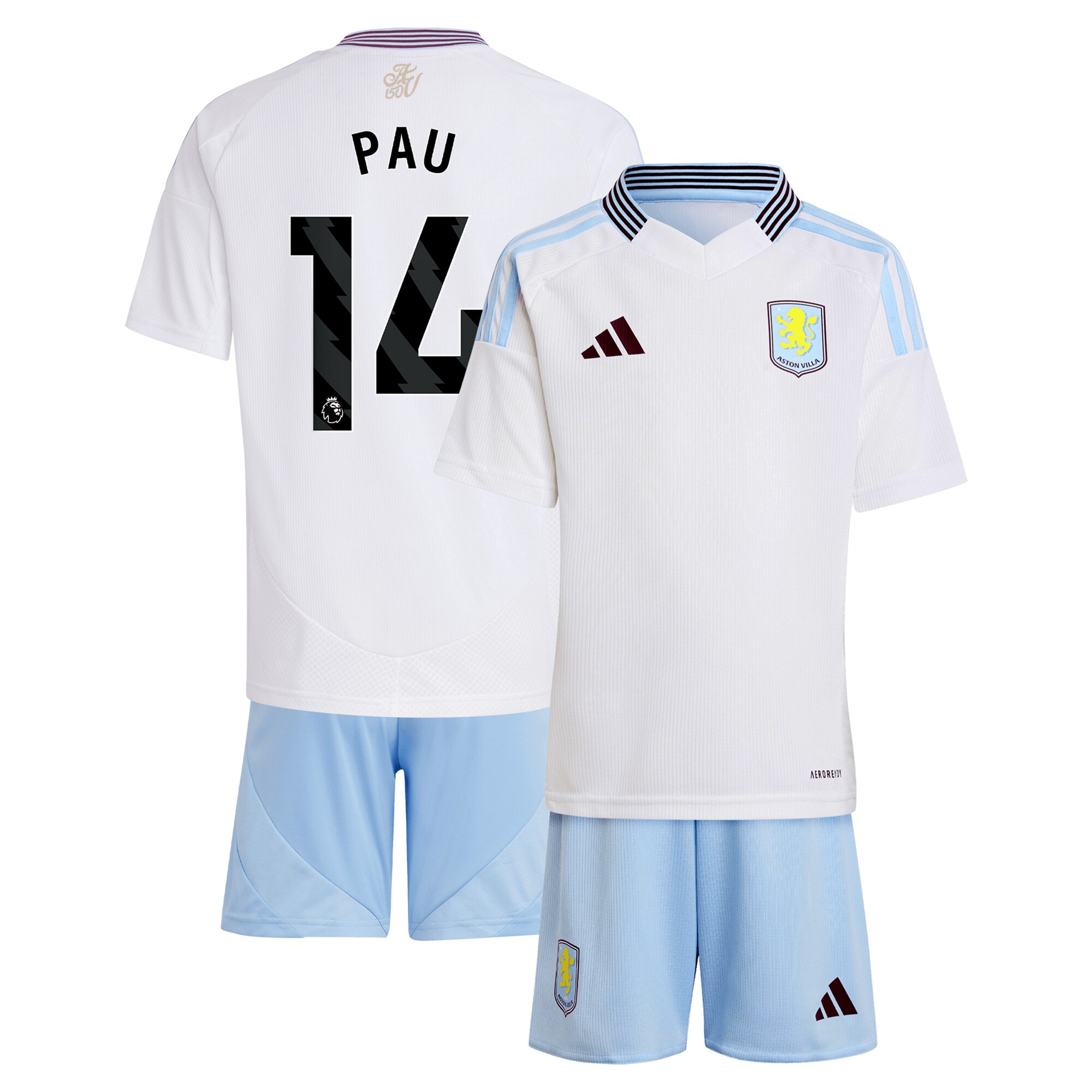 aston villa adidas away mini kit 2024-25 with pau 14 printing Collection | Official Aston Villa Shirts