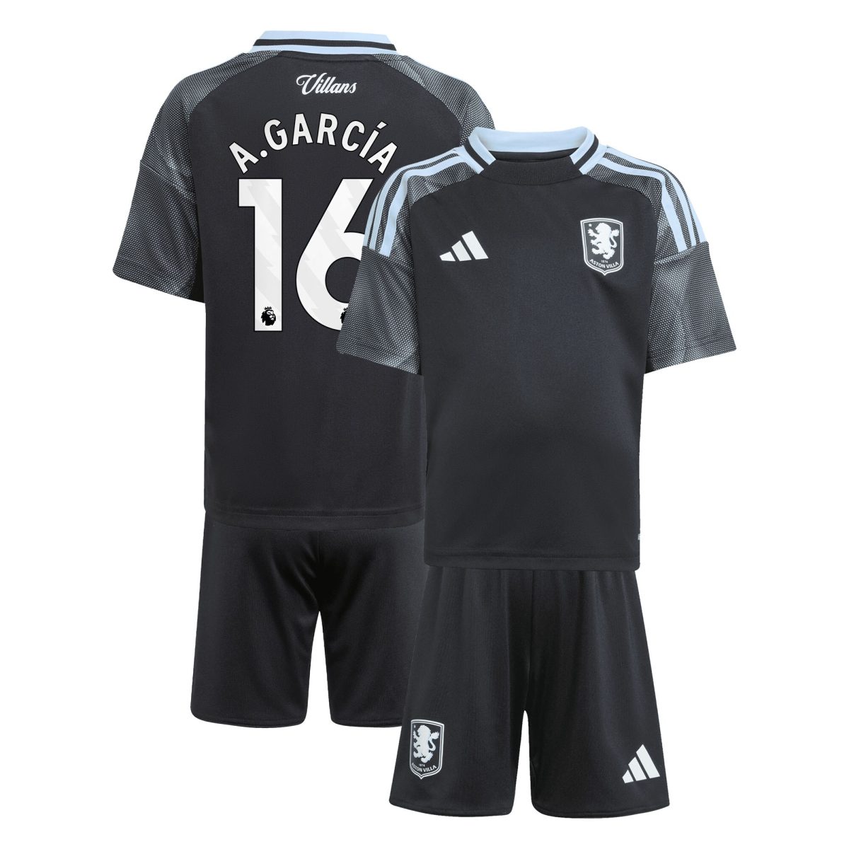 aston villa adidas away mini kit 2025-26 with a.garcía 16 printing Collection | Official Aston Villa Shirts