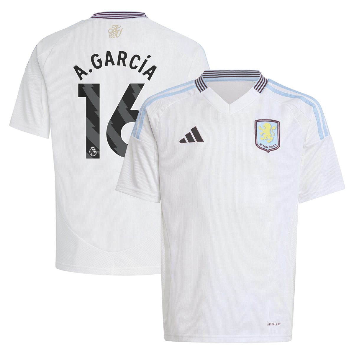 aston villa adidas away shirt 2024-25 – kids with a.garcía 16 printing Collection | Official Aston Villa Shirts