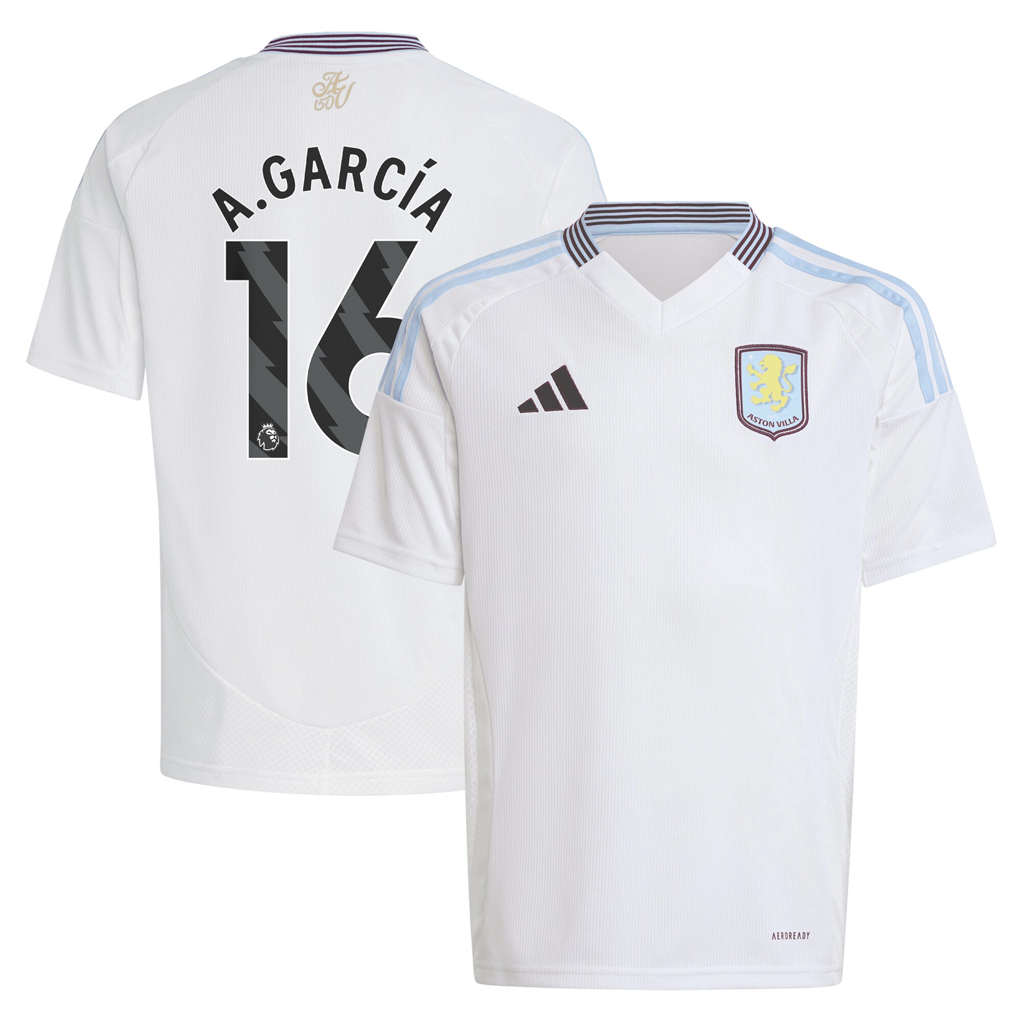 aston villa adidas away shirt 2024-25 – kids with a.garcía 16 printing Collection | Official Aston Villa Shirts