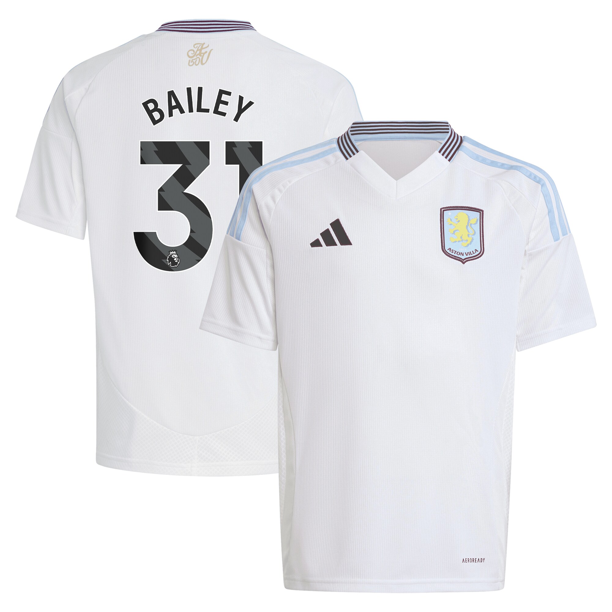 aston villa adidas away shirt 2024-25 – kids with bailey 31 printing Collection | Official Aston Villa Shirts