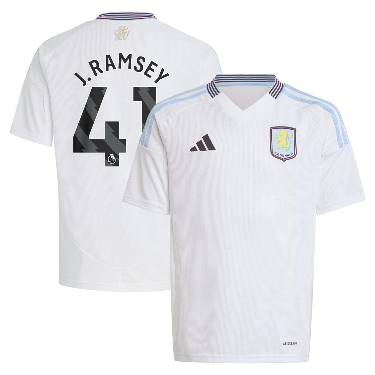 aston villa adidas away shirt 2024-25 – kids with j. ramsey 41 printing Collection | Official Aston Villa Shirts