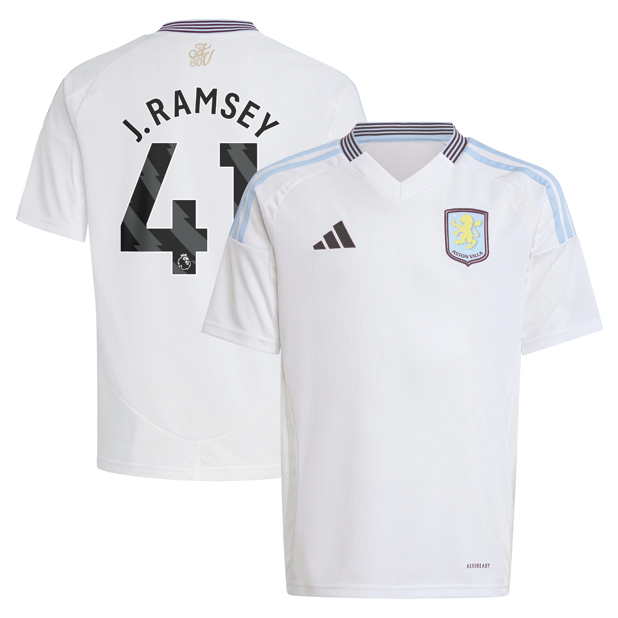 aston villa adidas away shirt 2024-25 – kids with j. ramsey 41 printing Collection | Official Aston Villa Shirts