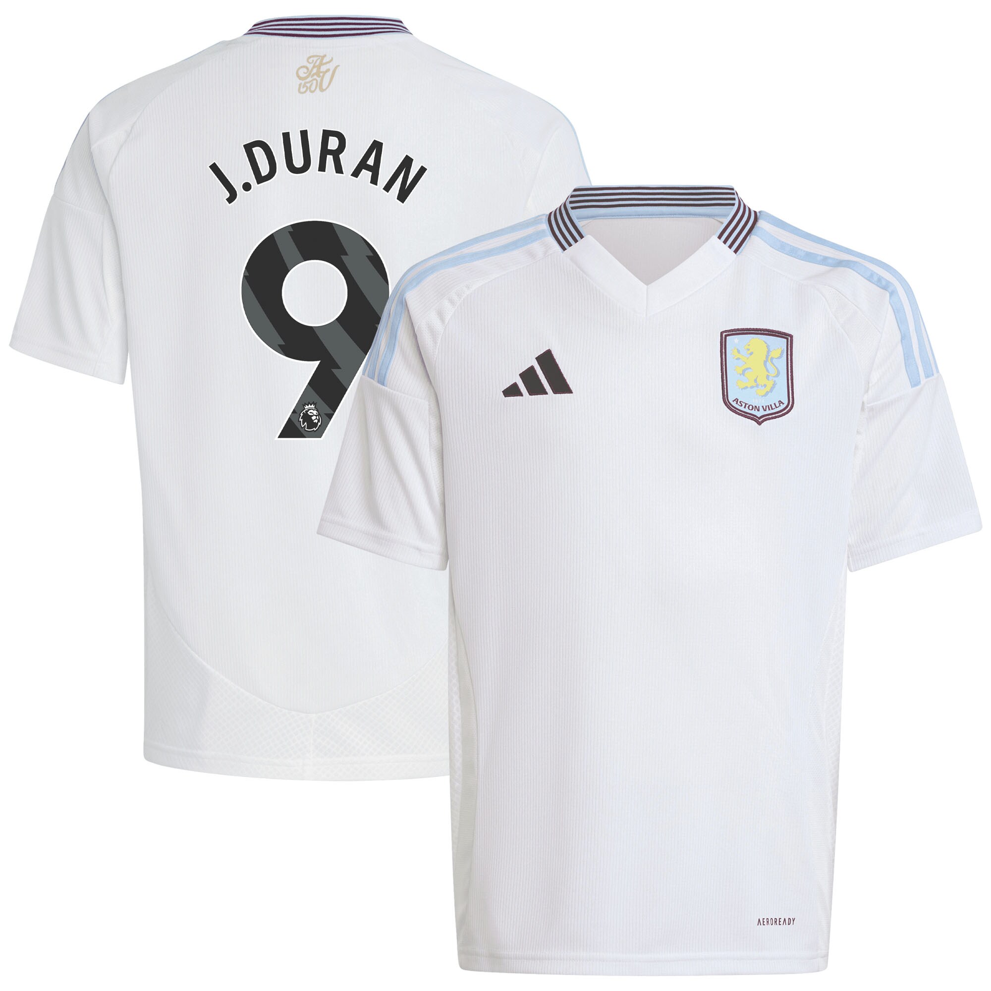 aston villa adidas away shirt 2024-25 – kids with j.duran 9 printing Collection | Official Aston Villa Shirts