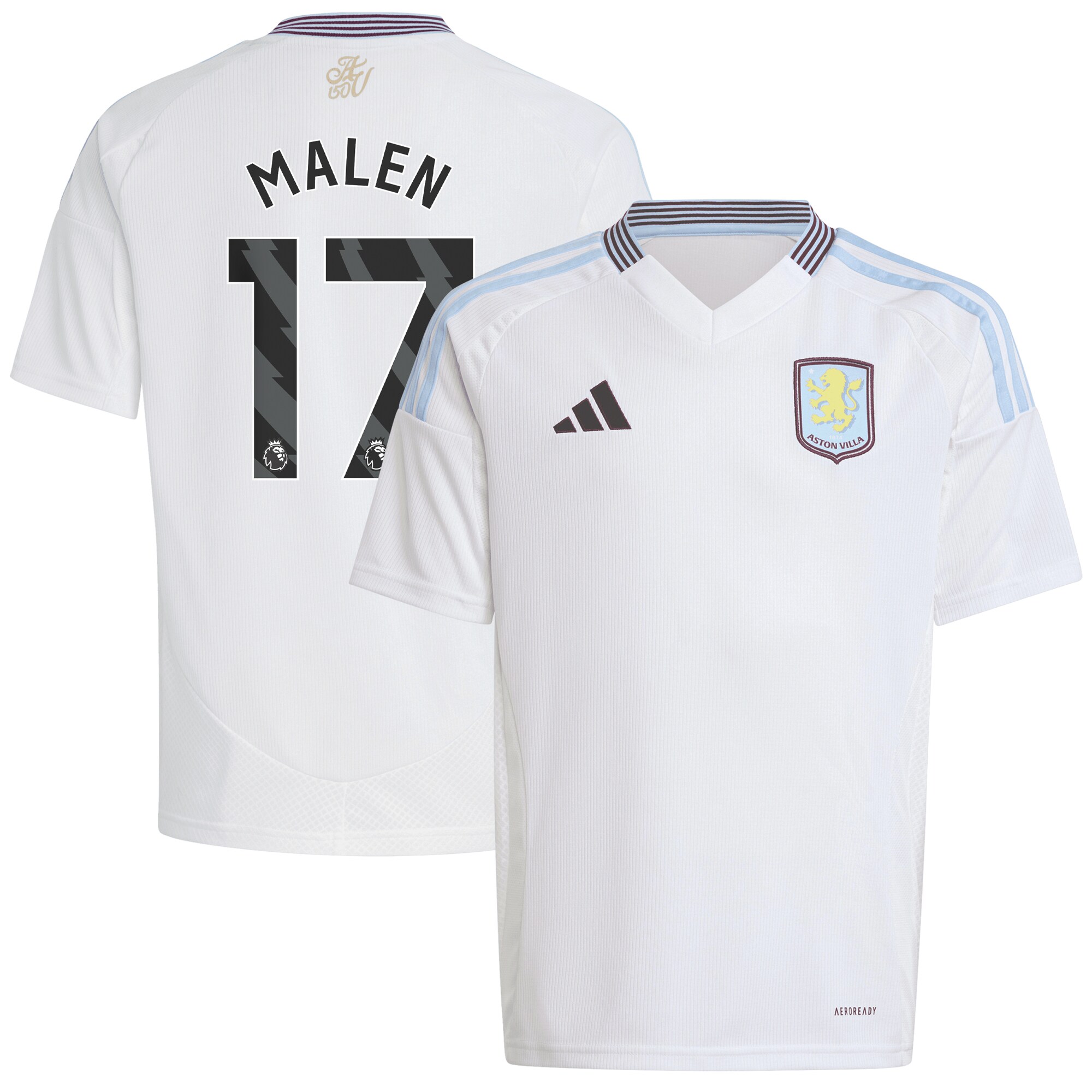 aston villa adidas away shirt 2024-25 – kids with malen 17 printing Collection | Official Aston Villa Shirts