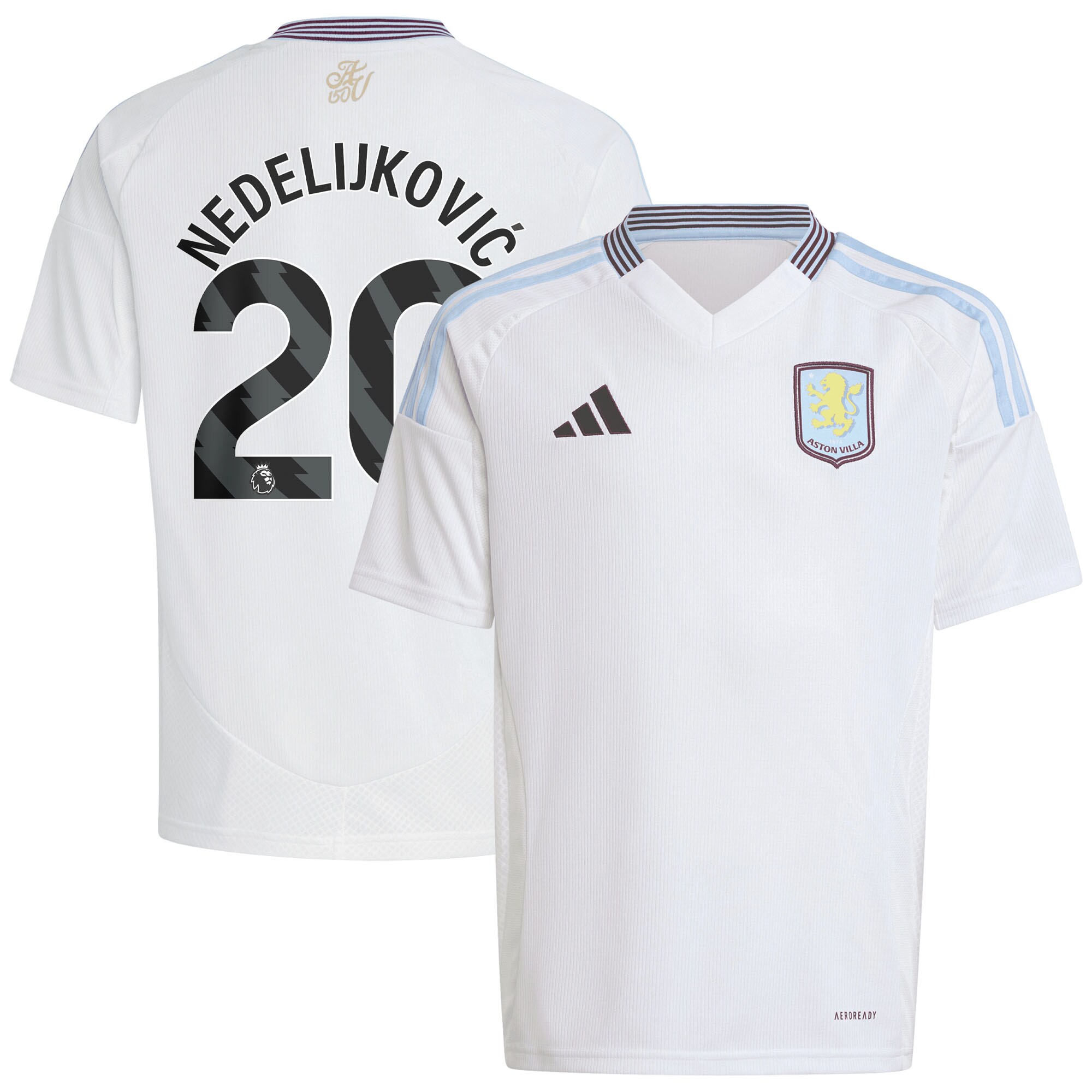 aston villa adidas away shirt 2024-25 – kids with nedeljković 20 printing Collection | Official Aston Villa Shirts