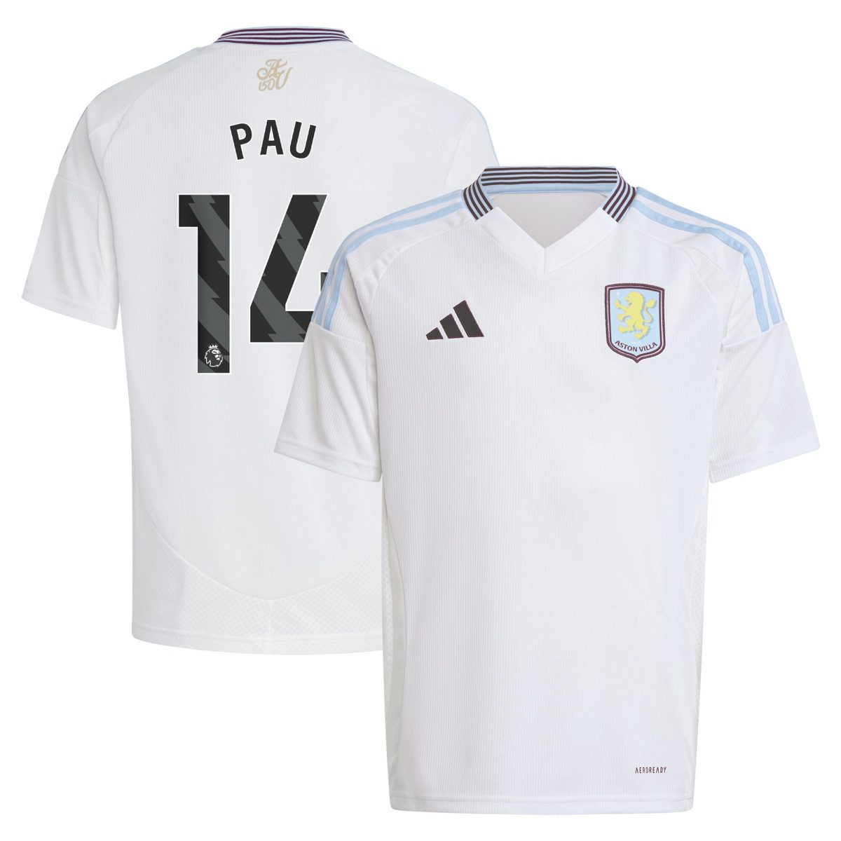 aston villa adidas away shirt 2024-25 – kids with pau 14 printing Collection | Official Aston Villa Shirts