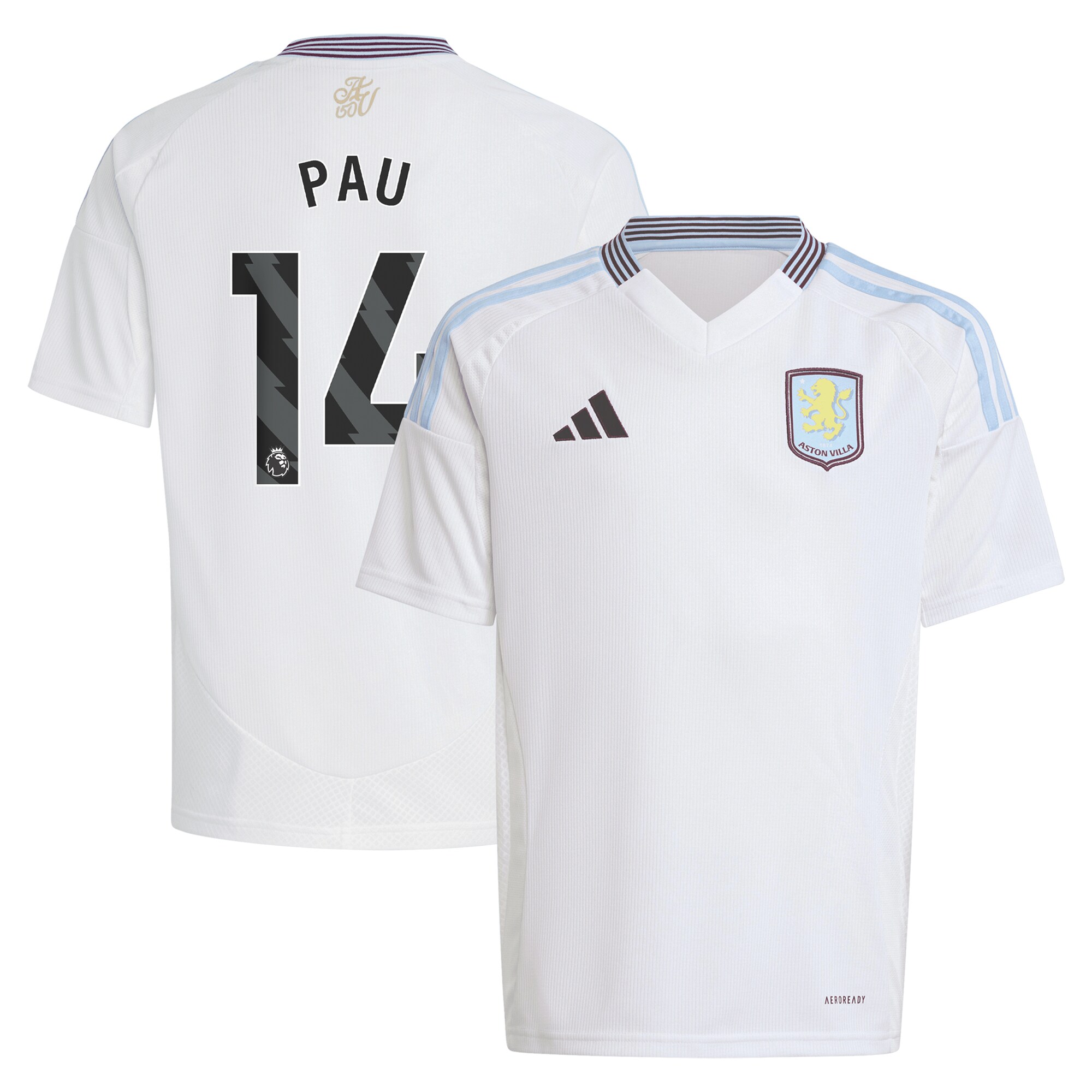 aston villa adidas away shirt 2024-25 – kids with pau 14 printing Collection | Official Aston Villa Shirts