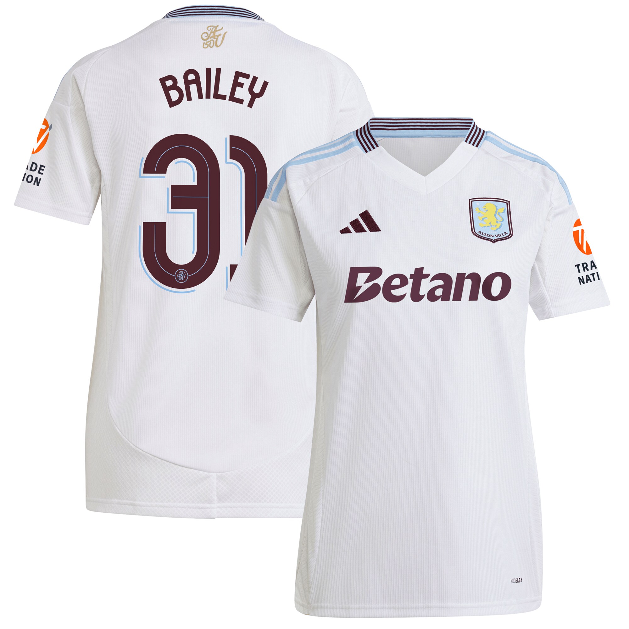 aston villa adidas away shirt 2024-25 – womens with bailey 31 cup printing Collection | Official Aston Villa Shirts