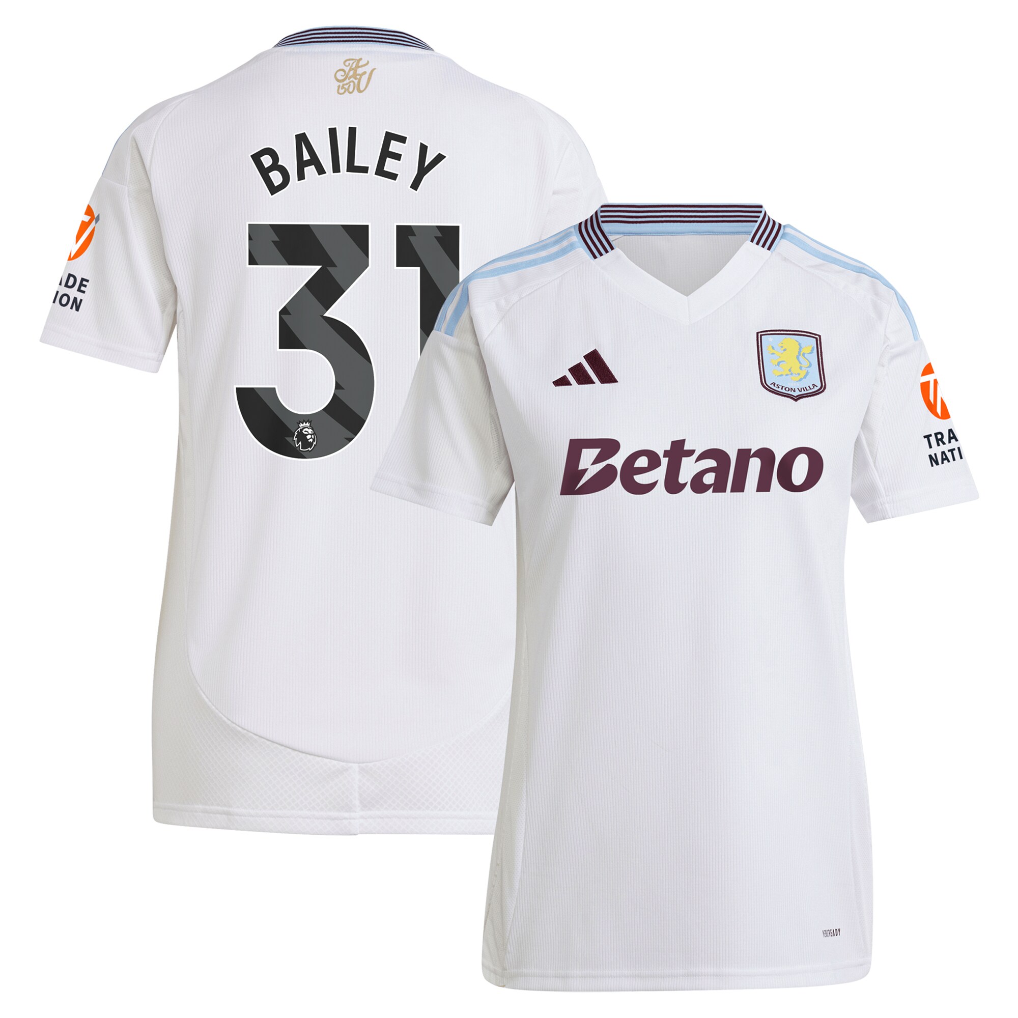aston villa adidas away shirt 2024-25 – womens with bailey 31 printing Collection | Official Aston Villa Shirts