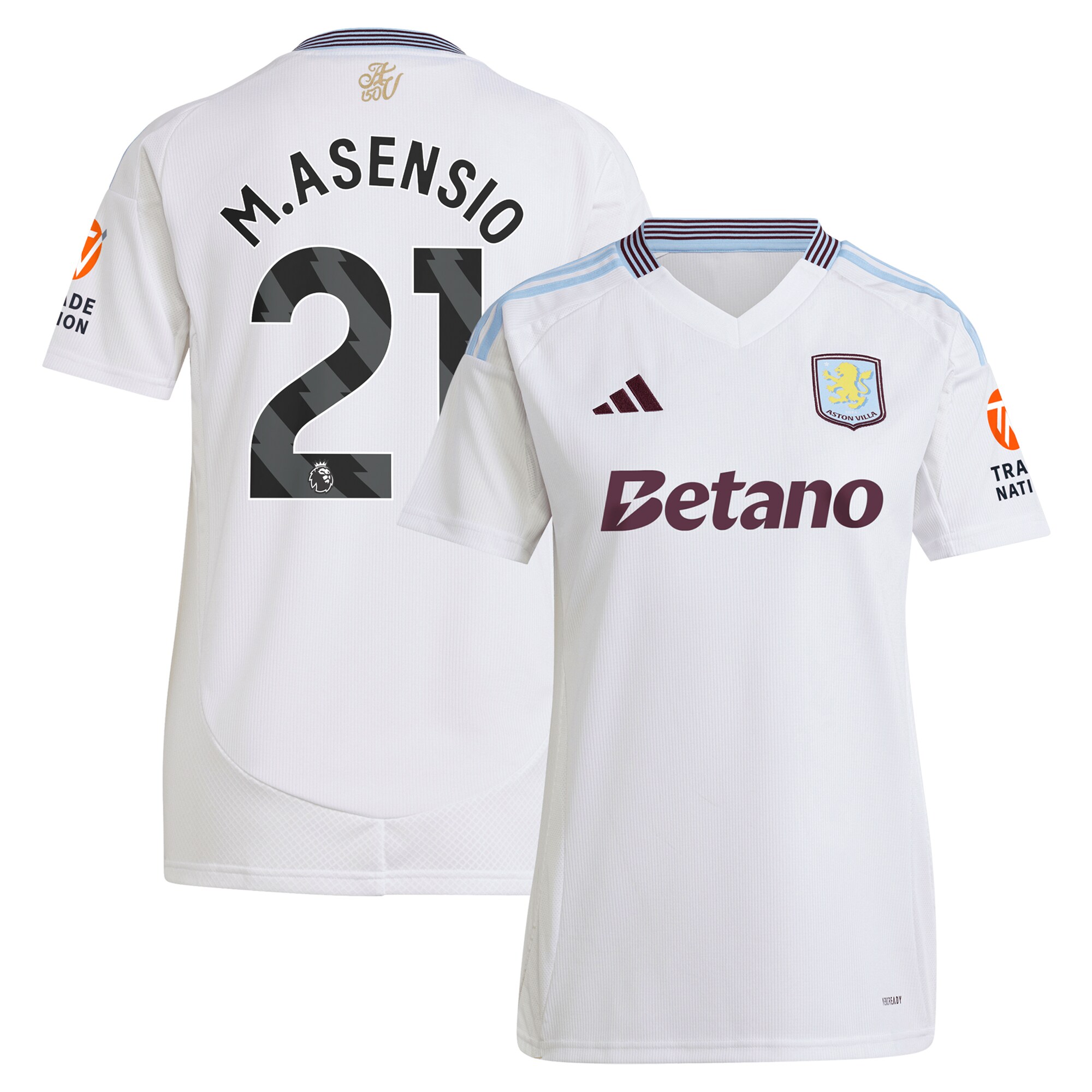 aston villa adidas away shirt 2024-25 – womens with m.asensio 21 printing Collection | Official Aston Villa Shirts