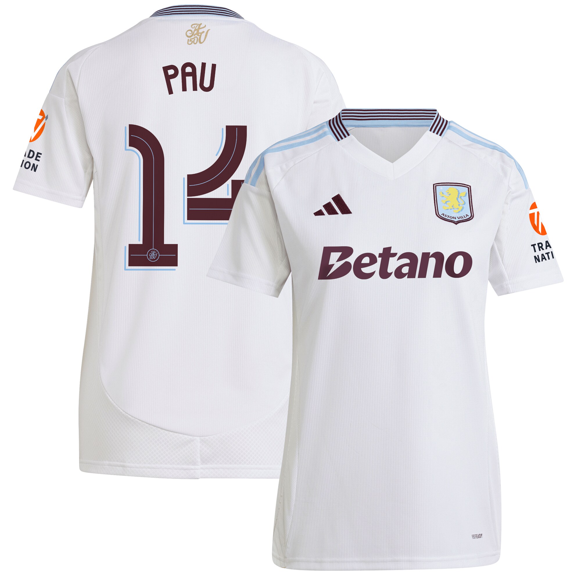 aston villa adidas away shirt 2024-25 – womens with pau 14 cup printing Collection | Official Aston Villa Shirts