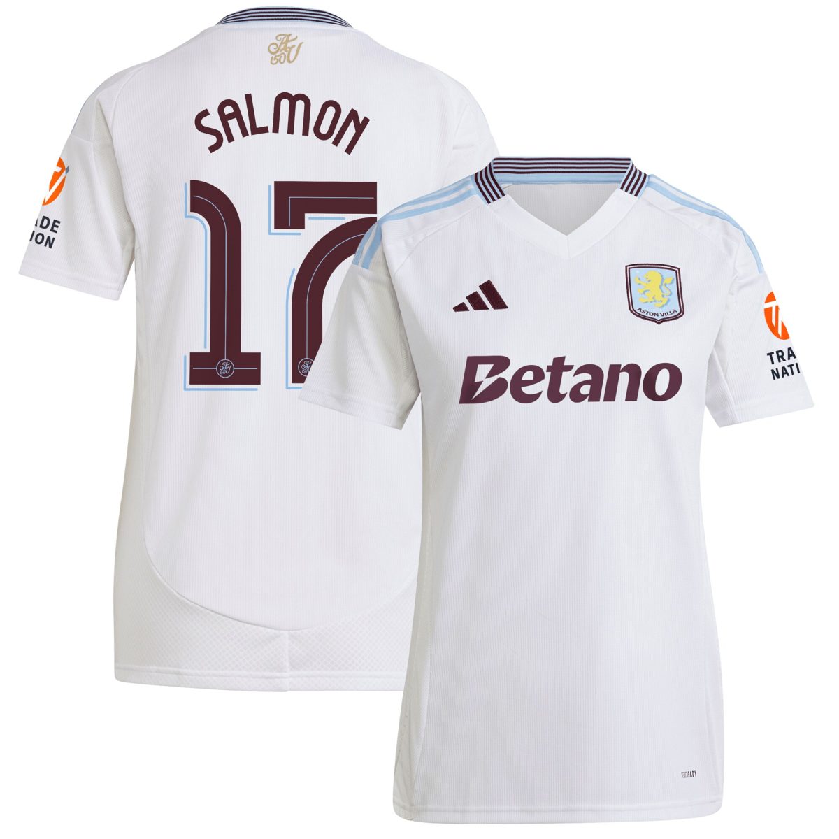 aston villa adidas away shirt 2024-25 – womens with salmon 17 cup printing Collection | Official Aston Villa Shirts