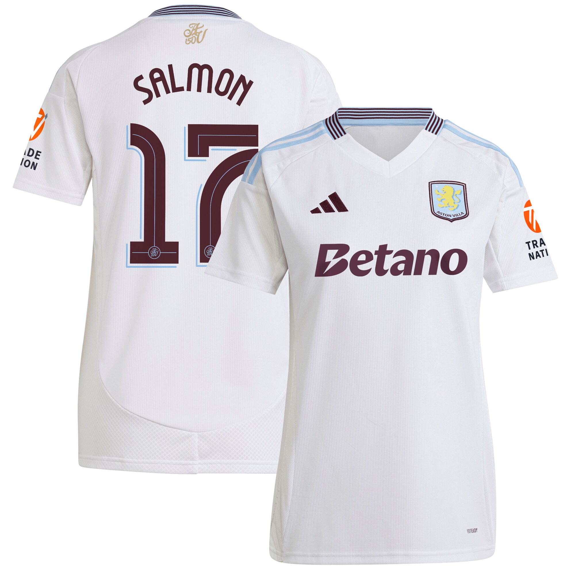aston villa adidas away shirt 2024-25 – womens with salmon 17 cup printing Collection | Official Aston Villa Shirts