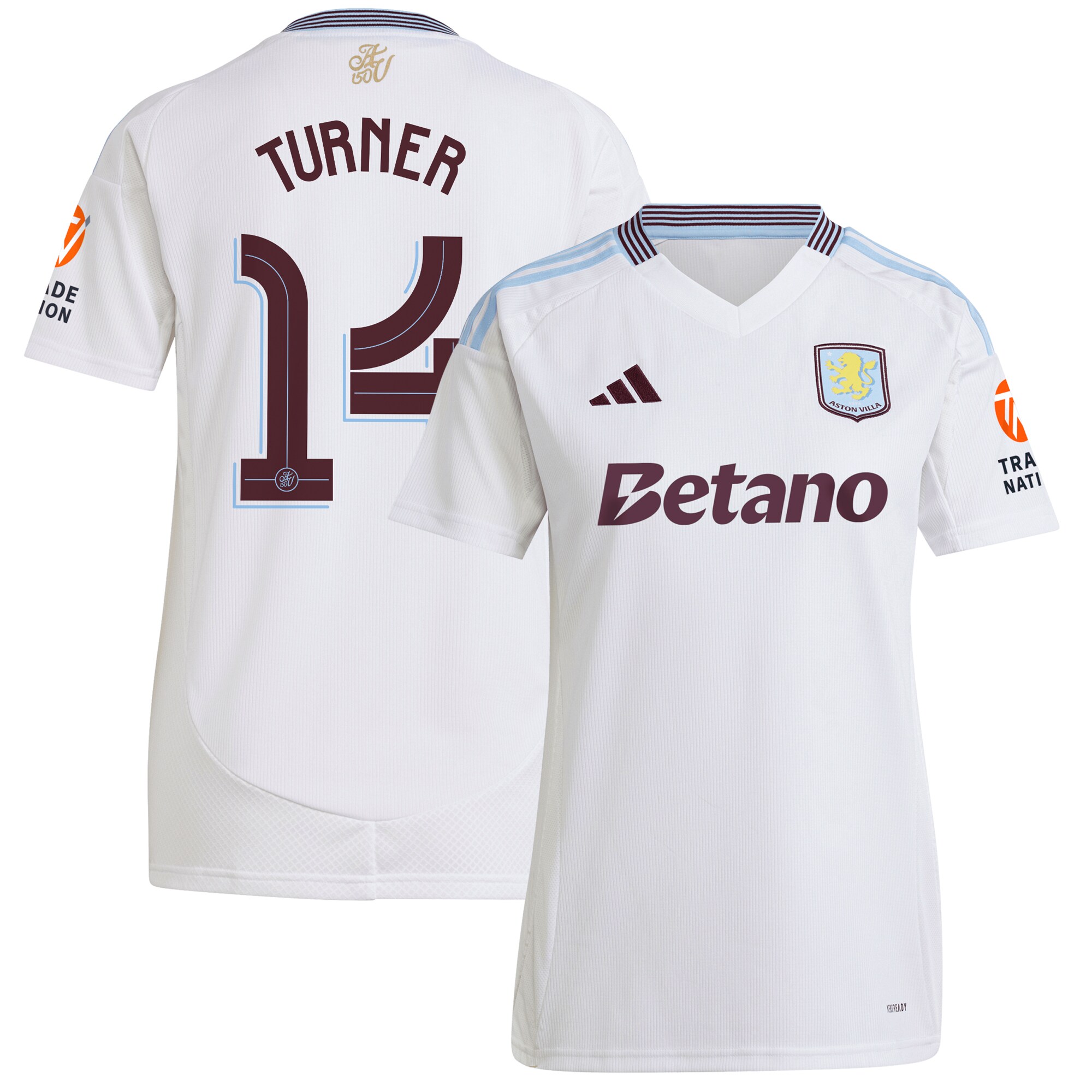 aston villa adidas away shirt 2024-25 – womens with turner 14 cup printing Collection | Official Aston Villa Shirts