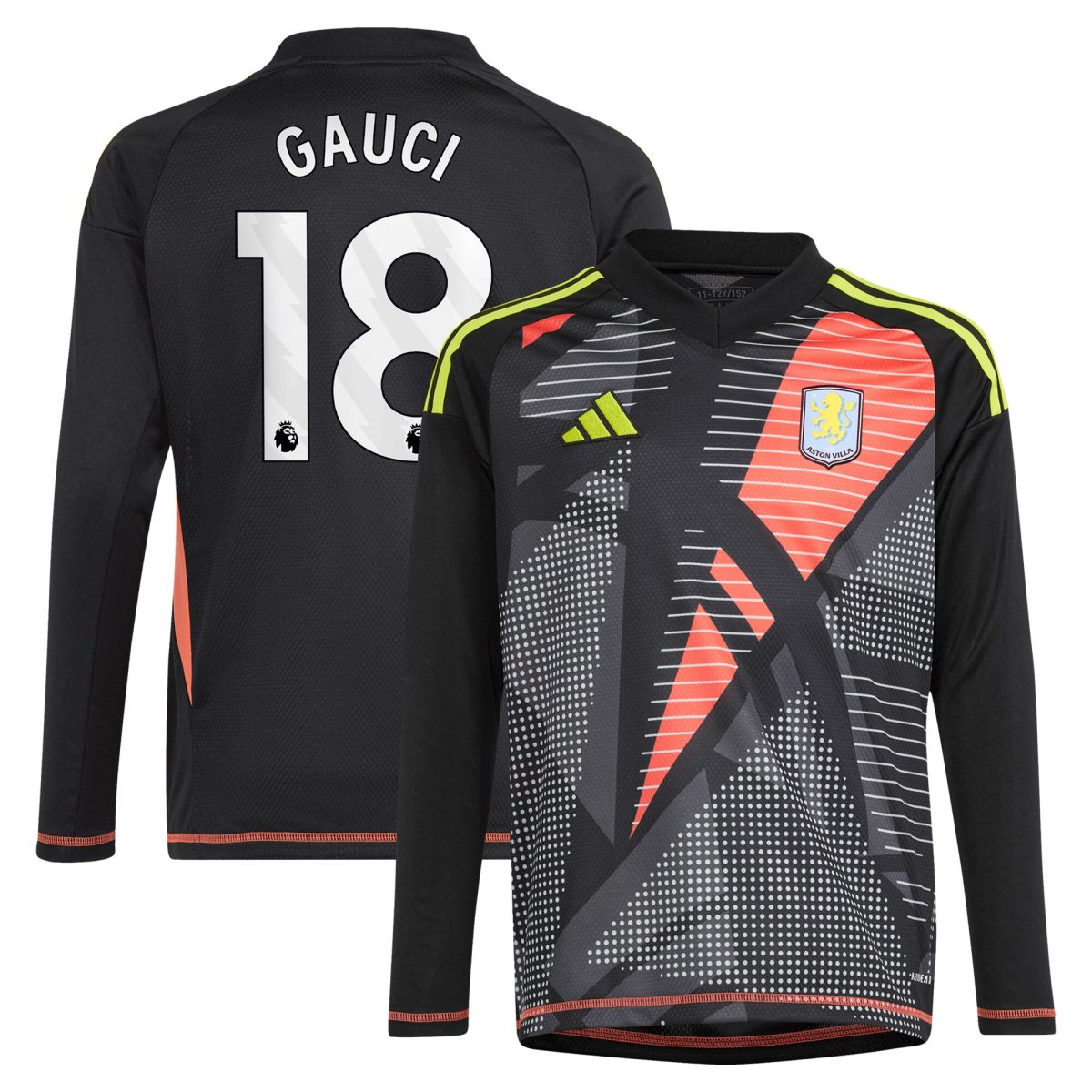 aston villa adidas goalkeeper shirt 2024-25 – long sleeve – kids with gauci 18 printing – 202029323 Collection | Official Aston Villa Shirts