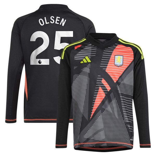 aston villa adidas goalkeeper shirt 2024-25 – long sleeve – kids with olsen 25 printing – 202029322 Collection | Official Aston Villa Shirts