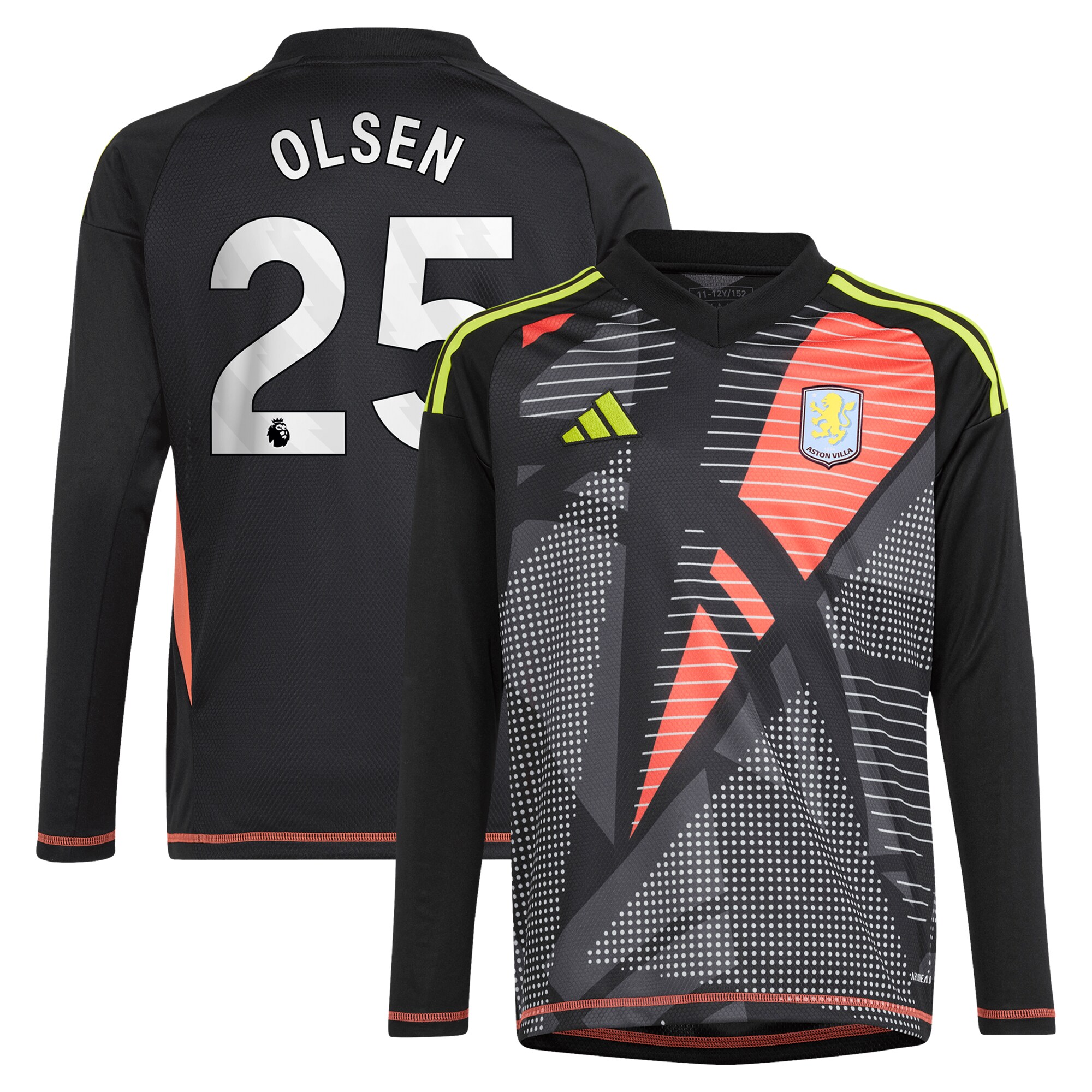 aston villa adidas goalkeeper shirt 2024-25 – long sleeve – kids with olsen 25 printing – 202029322 Collection | Official Aston Villa Shirts