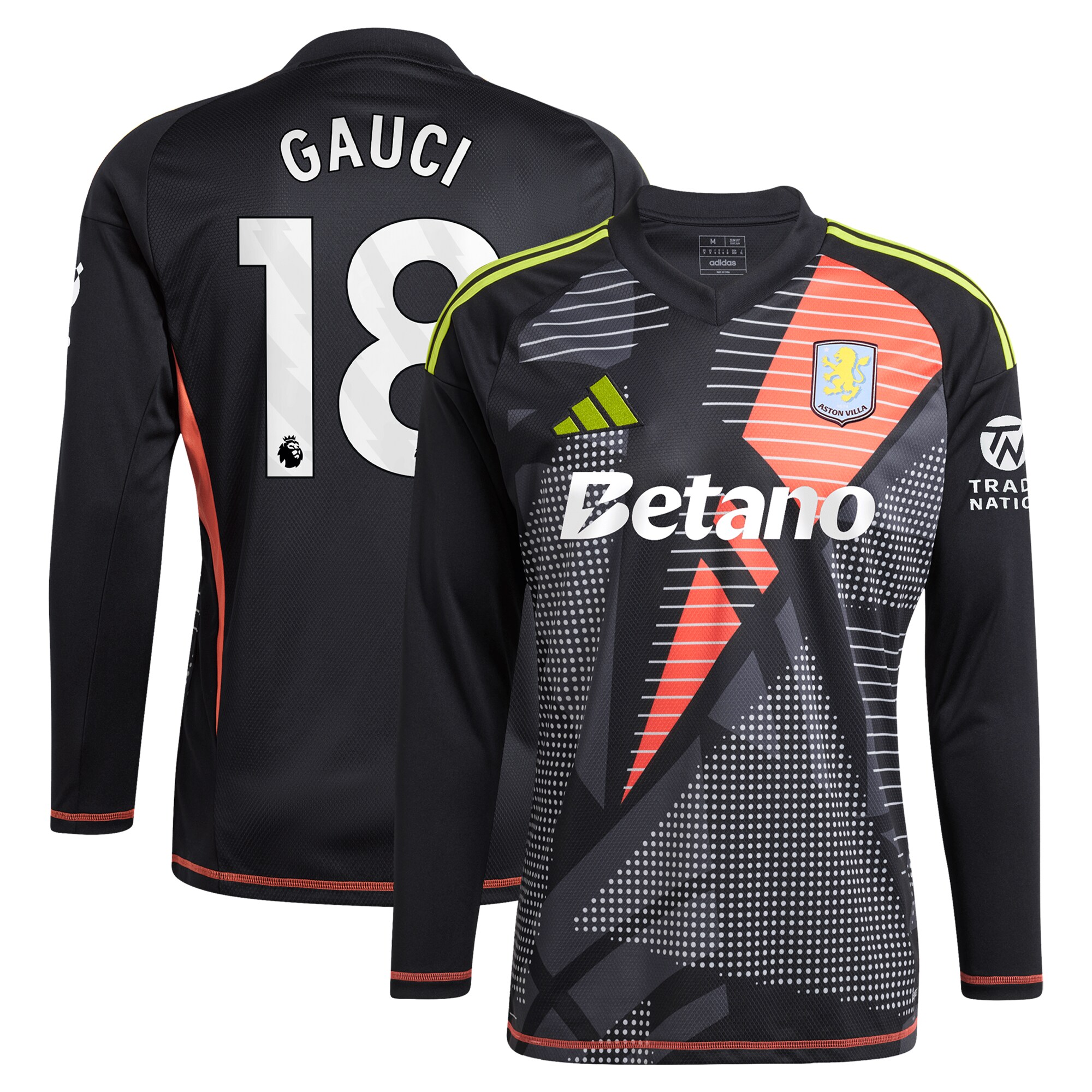 aston villa adidas goalkeeper shirt 2024-25 – long sleeve with gauci 18 printing – 202028940 Collection | Official Aston Villa Shirts