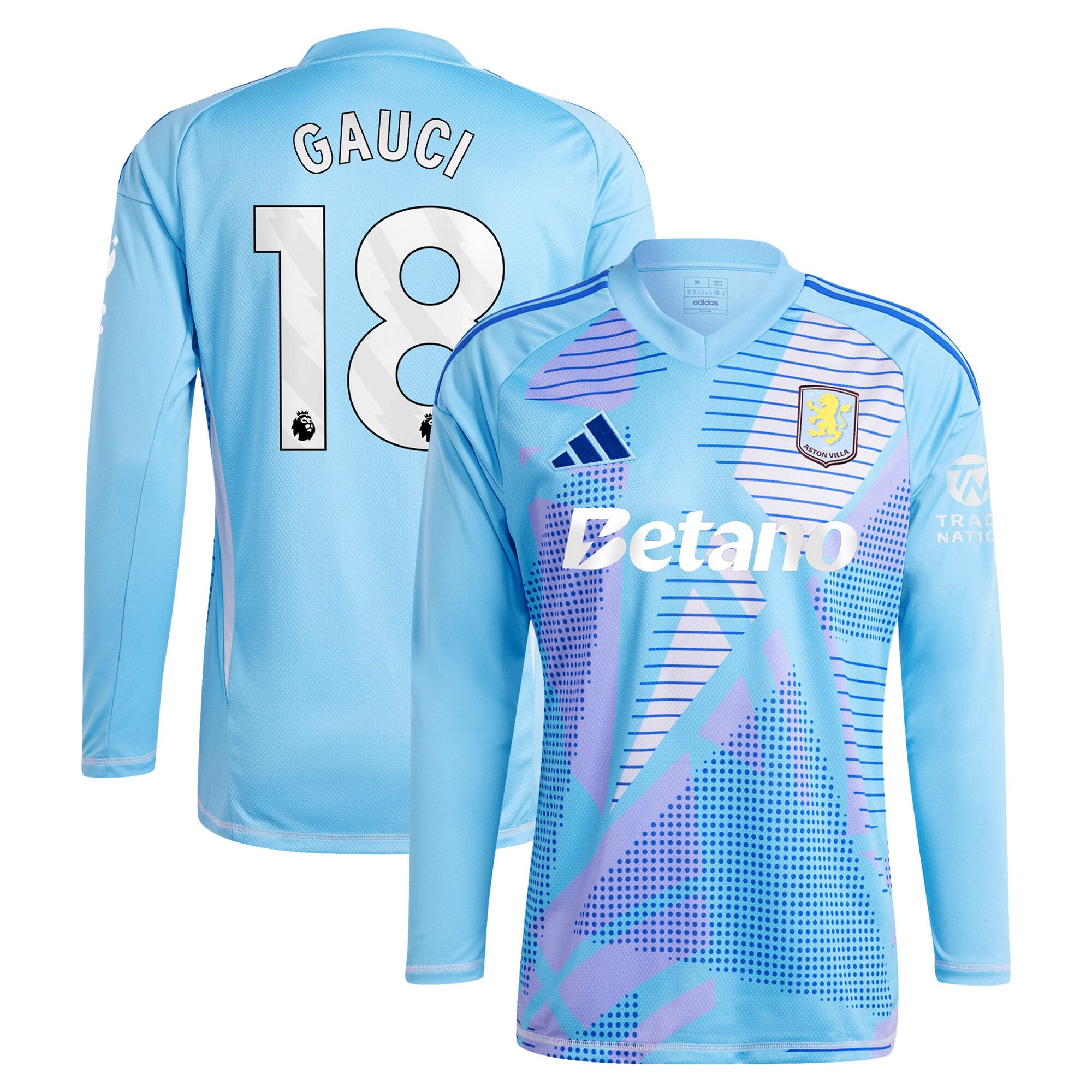 aston villa adidas goalkeeper shirt 2024-25 – long sleeve with gauci 18 printing – 202030982 Collection | Official Aston Villa Shirts