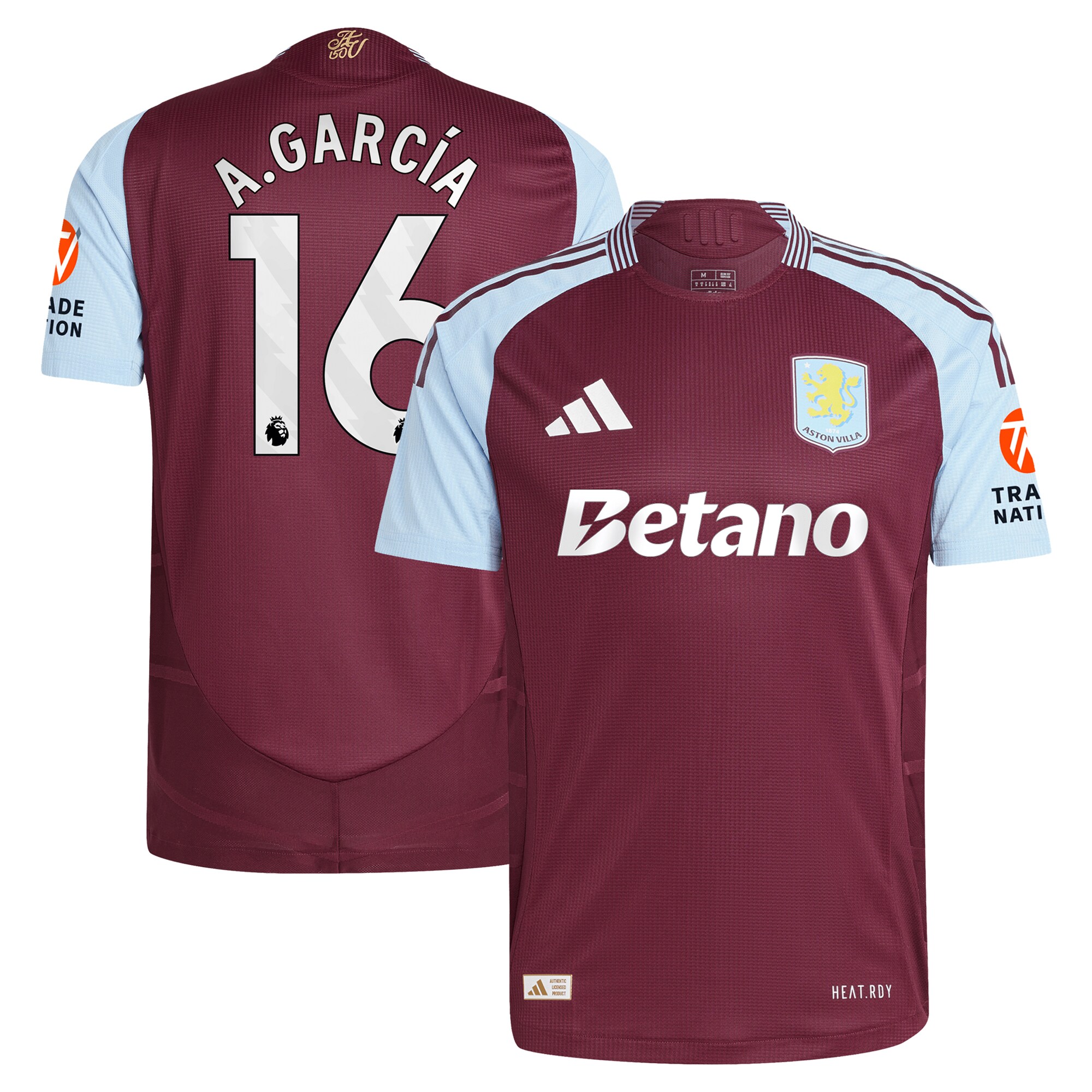 aston villa adidas home authentic shirt 2024-25 with a.garcía 16 printing Collection | Official Aston Villa Shirts