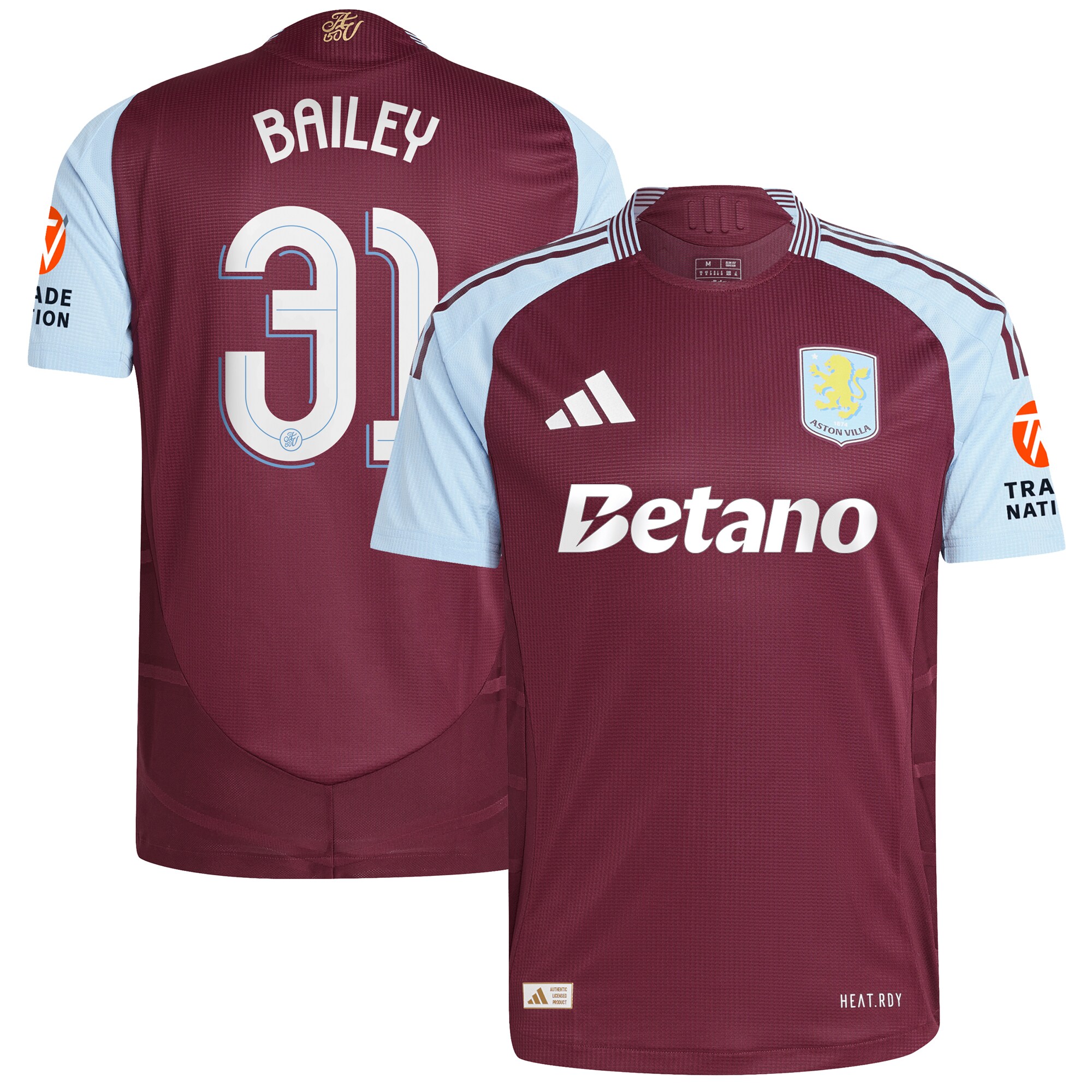 aston villa adidas home authentic shirt 2024-25 with bailey 31 cup printing Collection | Official Aston Villa Shirts