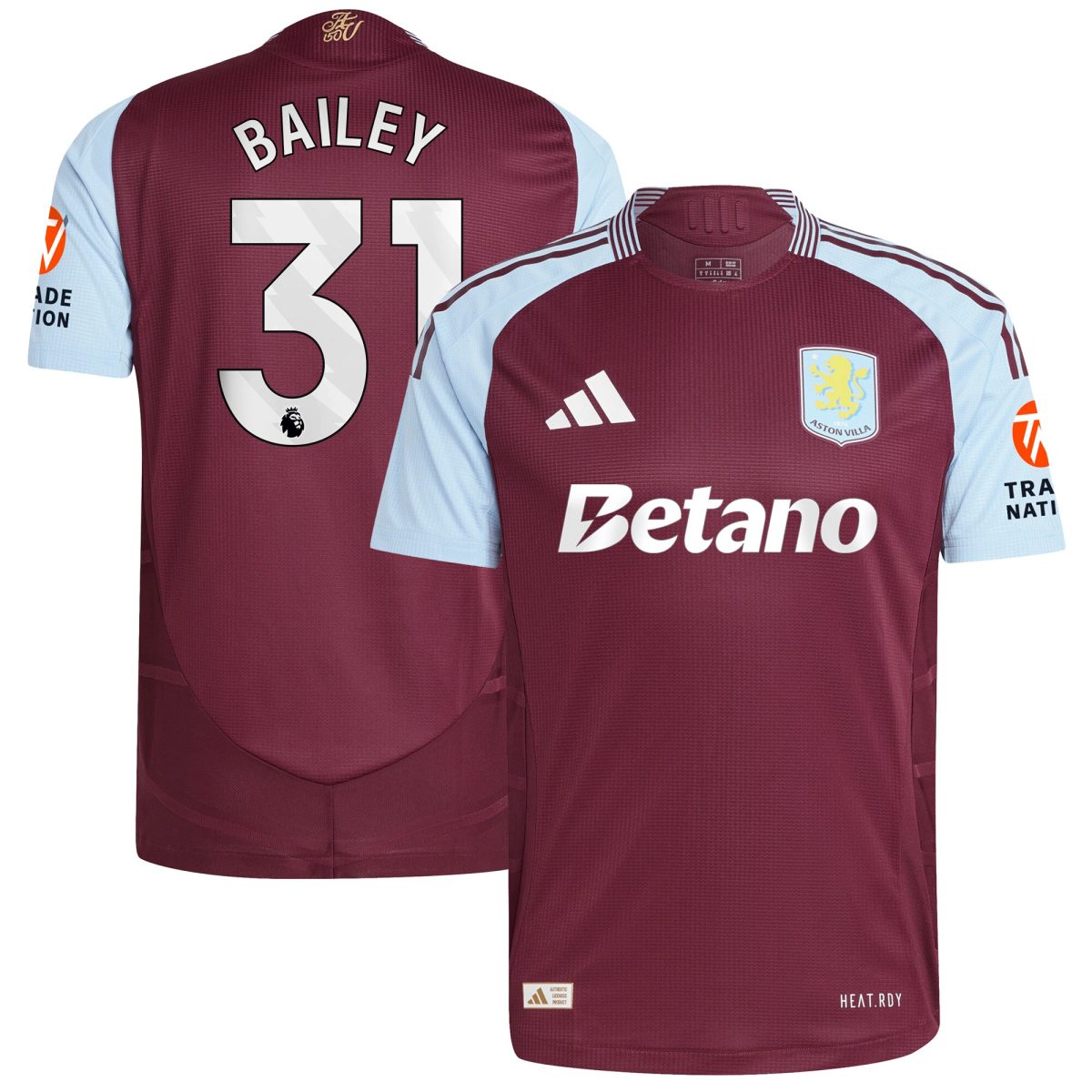 aston villa adidas home authentic shirt 2024-25 with bailey 31 printing Collection | Official Aston Villa Shirts