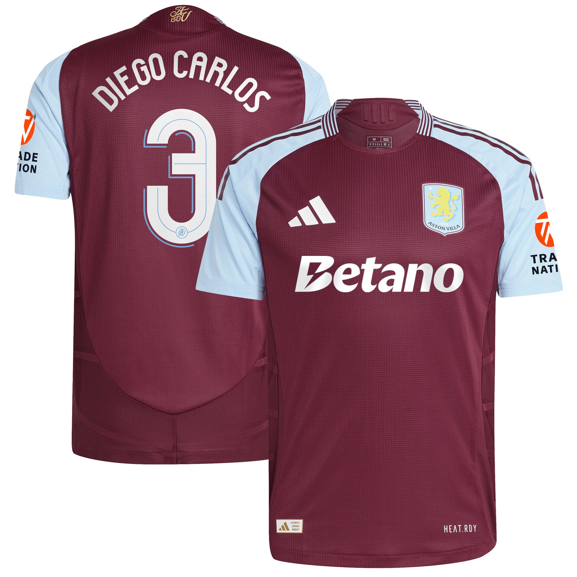 aston villa adidas home authentic shirt 2024-25 with diego carlos 3 cup printing Collection | Official Aston Villa Shirts