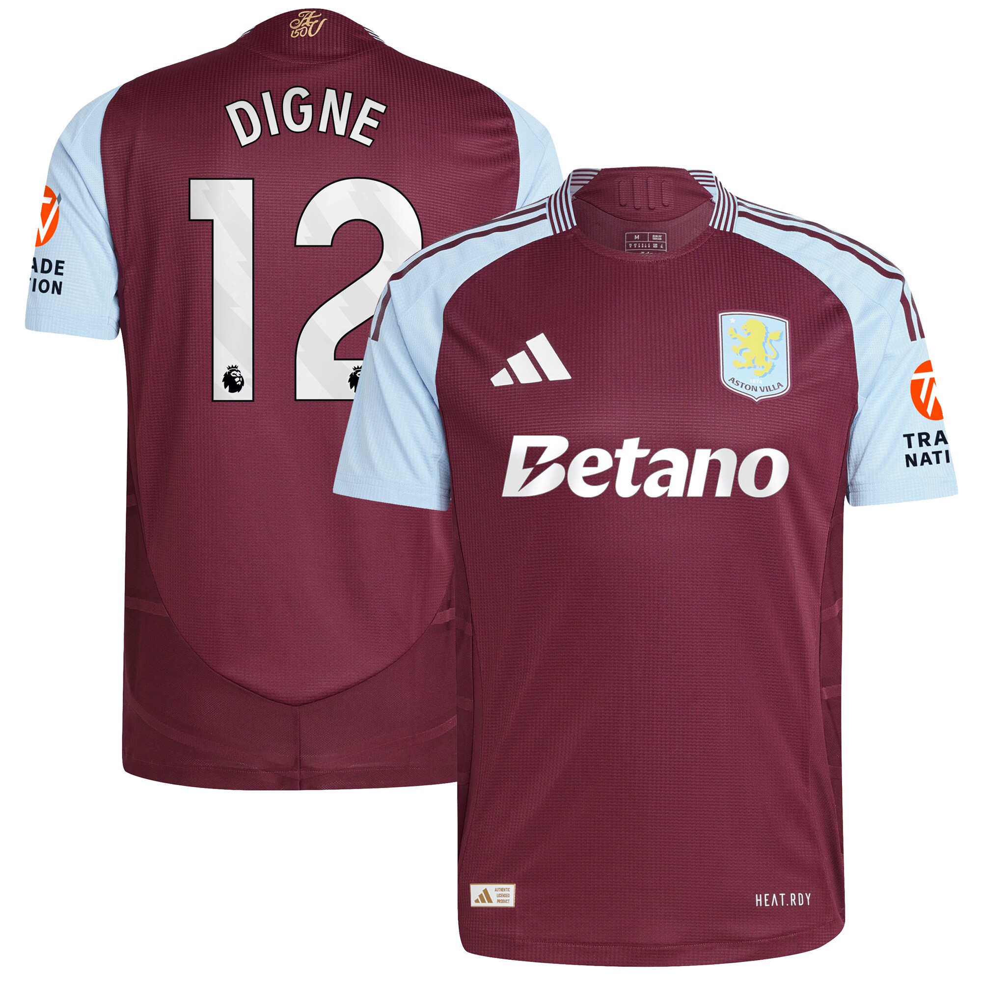 aston villa adidas home authentic shirt 2024-25 with digne 12 printing Collection | Official Aston Villa Shirts