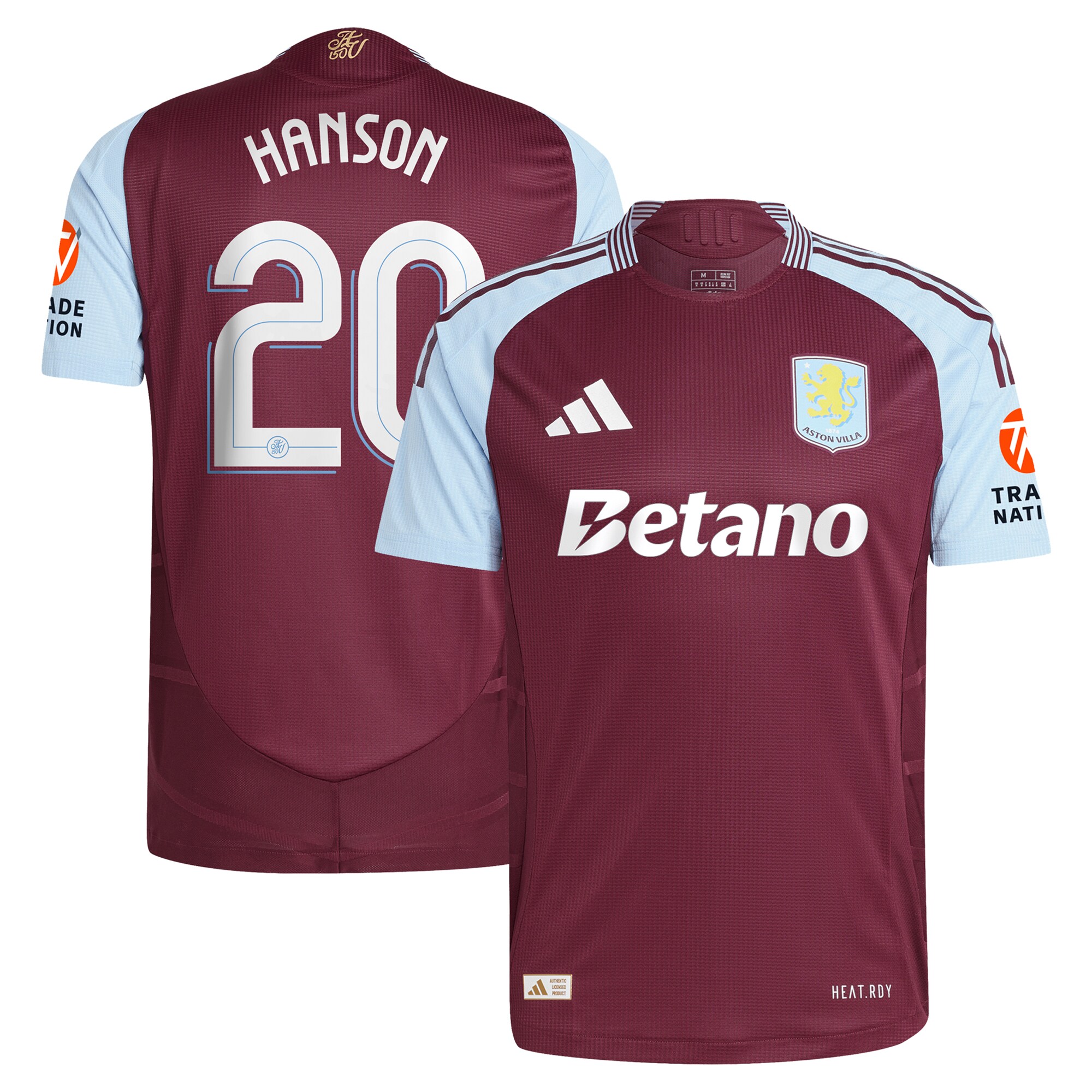aston villa adidas home authentic shirt 2024-25 with hanson 20 cup printing Collection | Official Aston Villa Shirts
