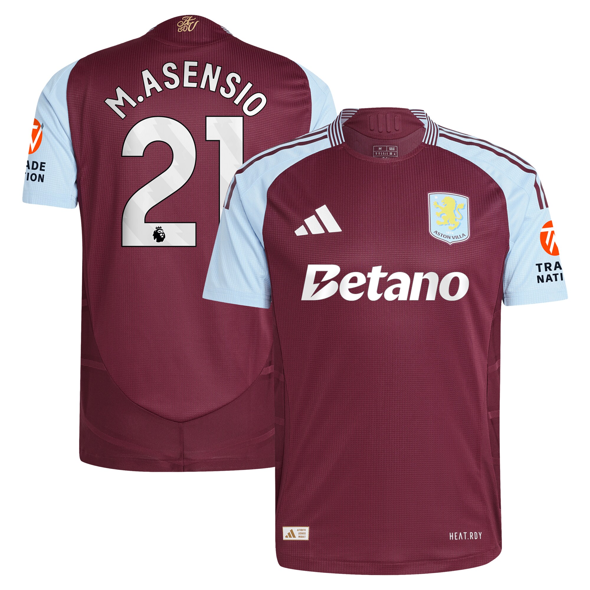 aston villa adidas home authentic shirt 2024-25 with m.asensio 21 printing Collection | Official Aston Villa Shirts