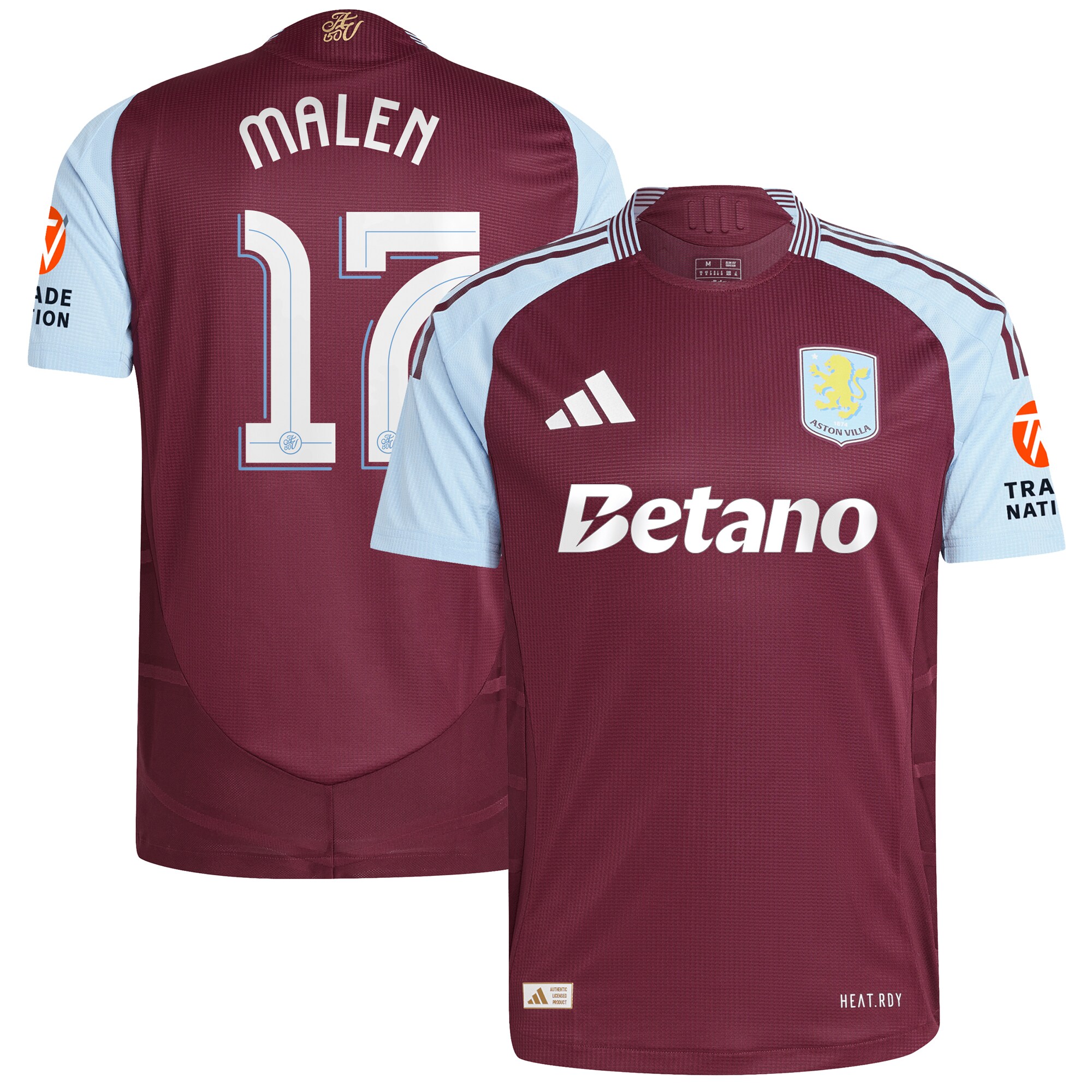 aston villa adidas home authentic shirt 2024-25 with malen 17 cup printing Collection | Official Aston Villa Shirts