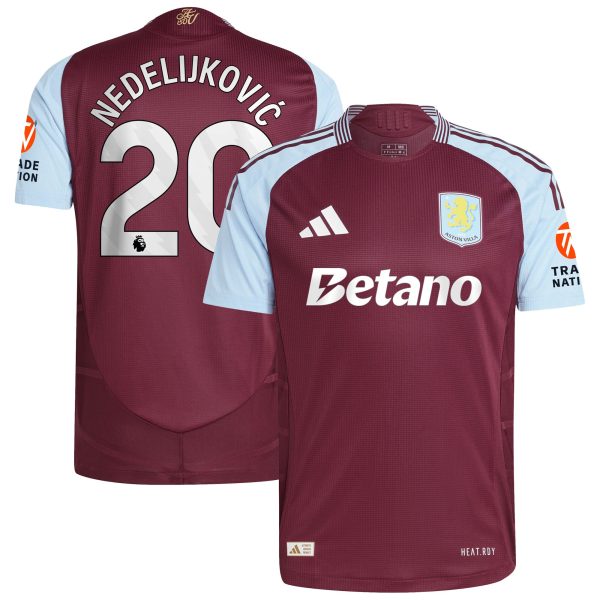 aston villa adidas home authentic shirt 2024-25 with nedeljković 20 printing Collection | Official Aston Villa Shirts