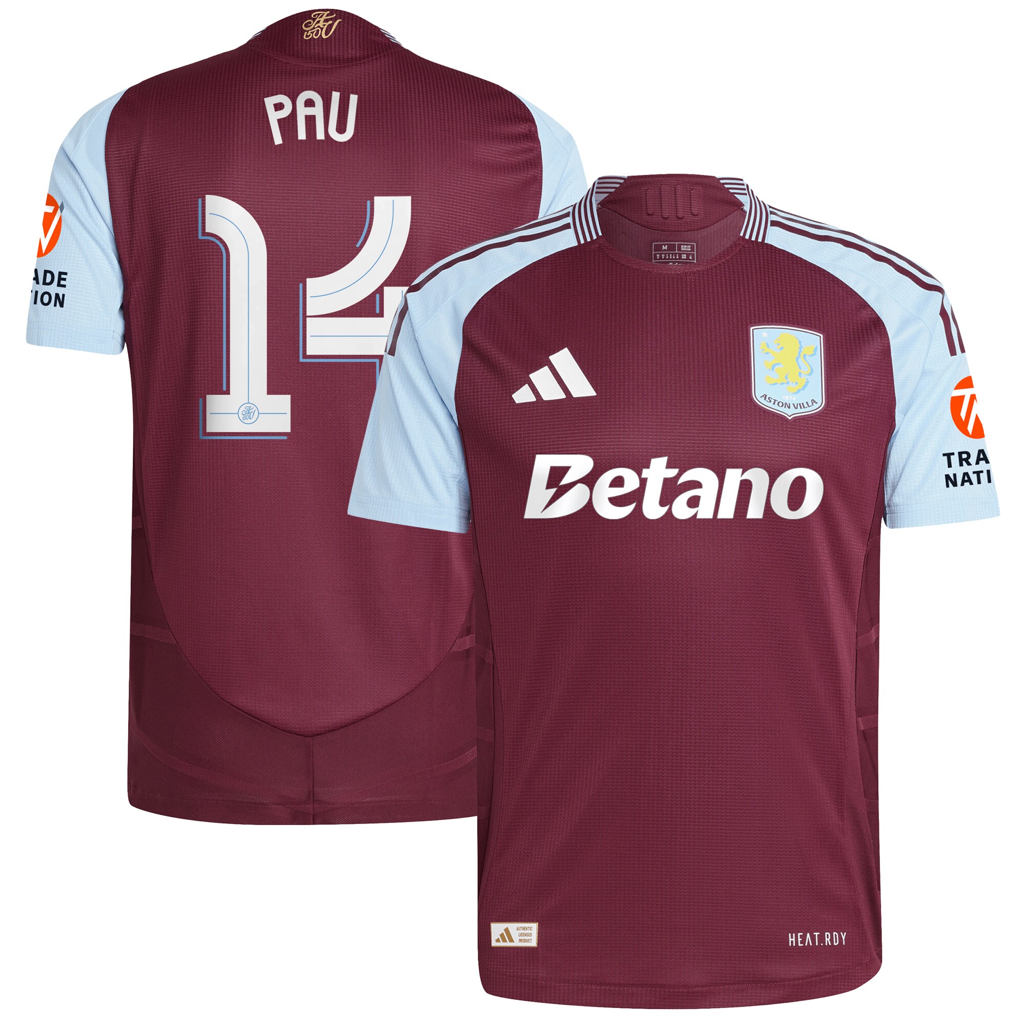 aston villa adidas home authentic shirt 2024-25 with pau 14 cup printing Collection | Official Aston Villa Shirts