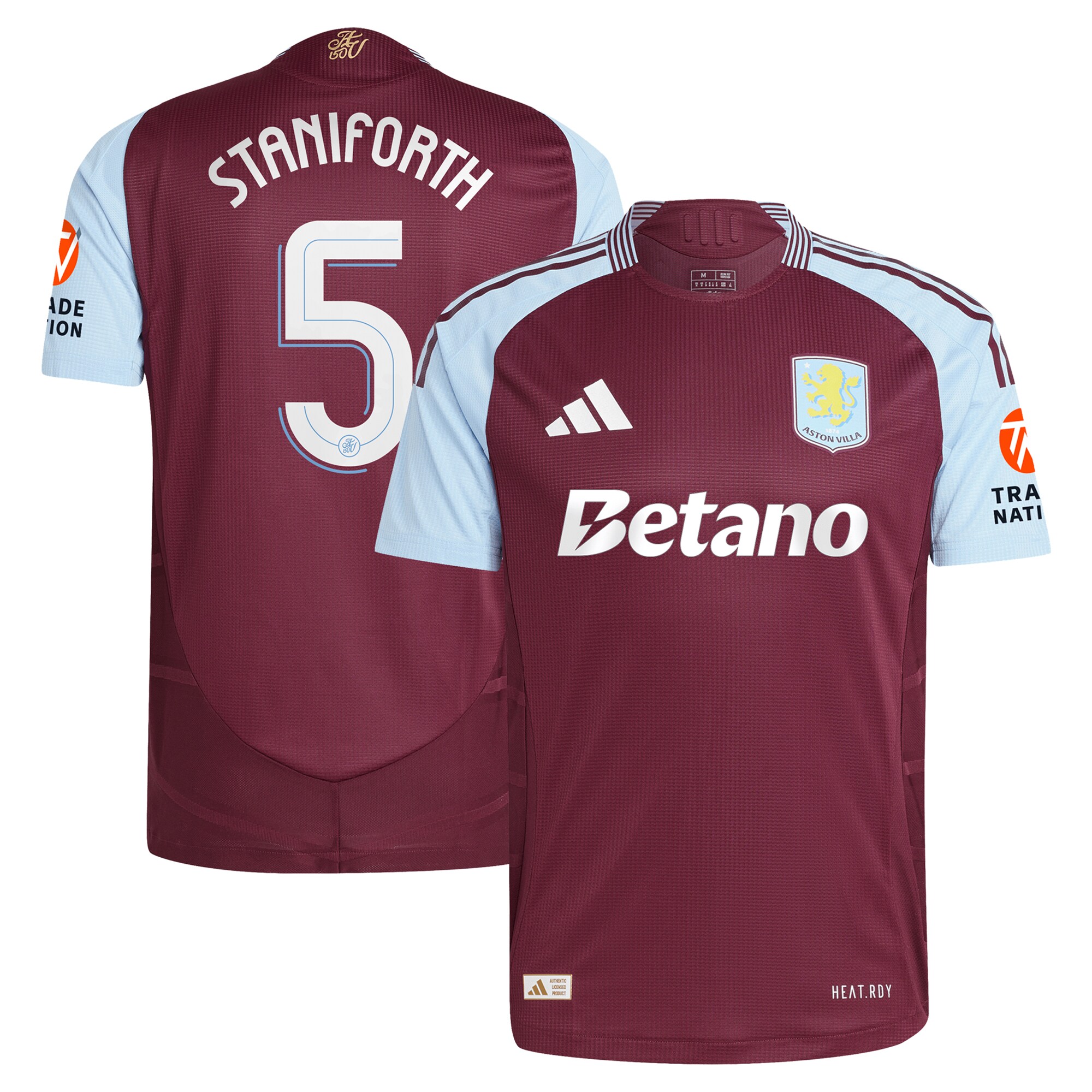 aston villa adidas home authentic shirt 2024-25 with staniforth 5 cup printing Collection | Official Aston Villa Shirts