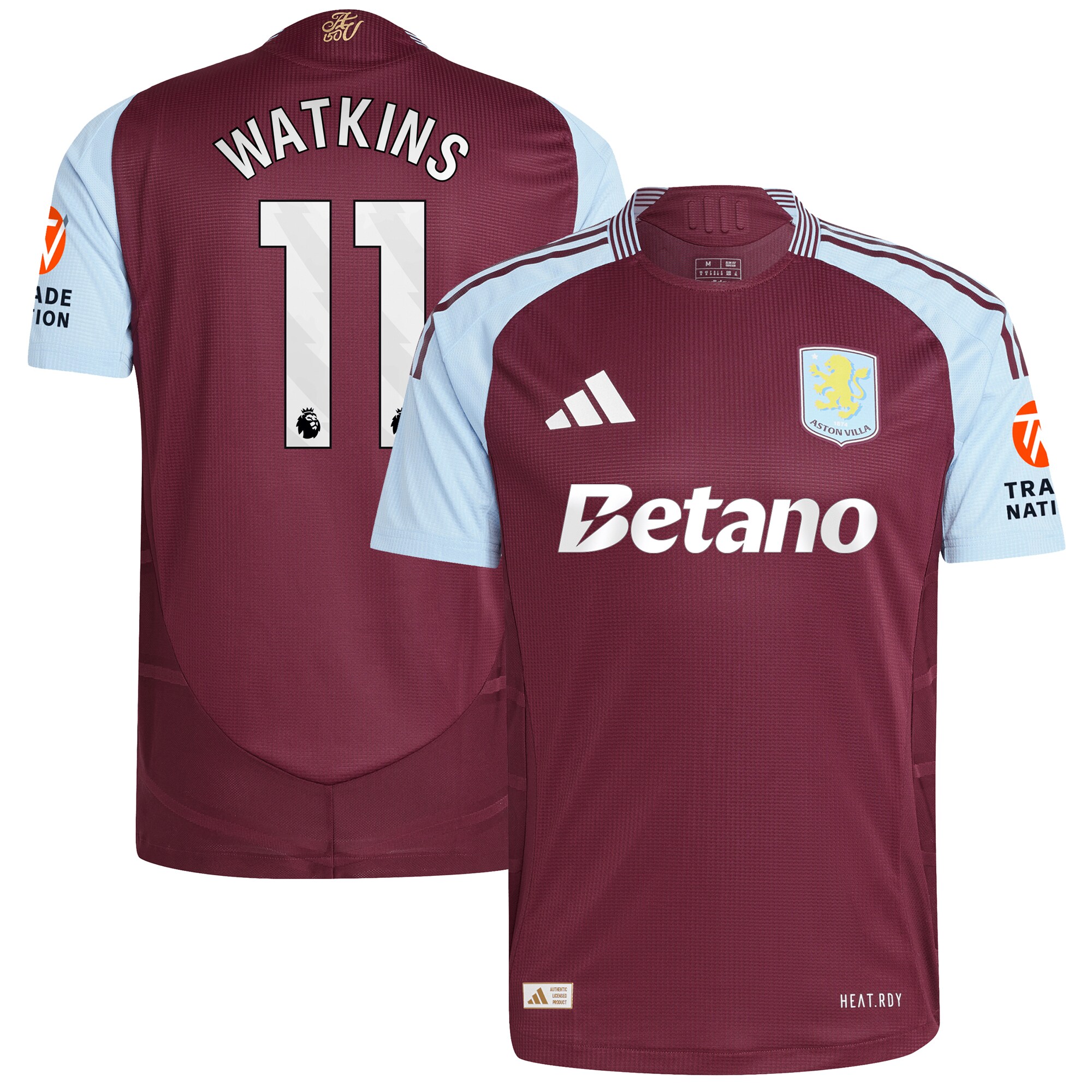 aston villa adidas home authentic shirt 2024-25 with watkins 11 printing Collection | Official Aston Villa Shirts