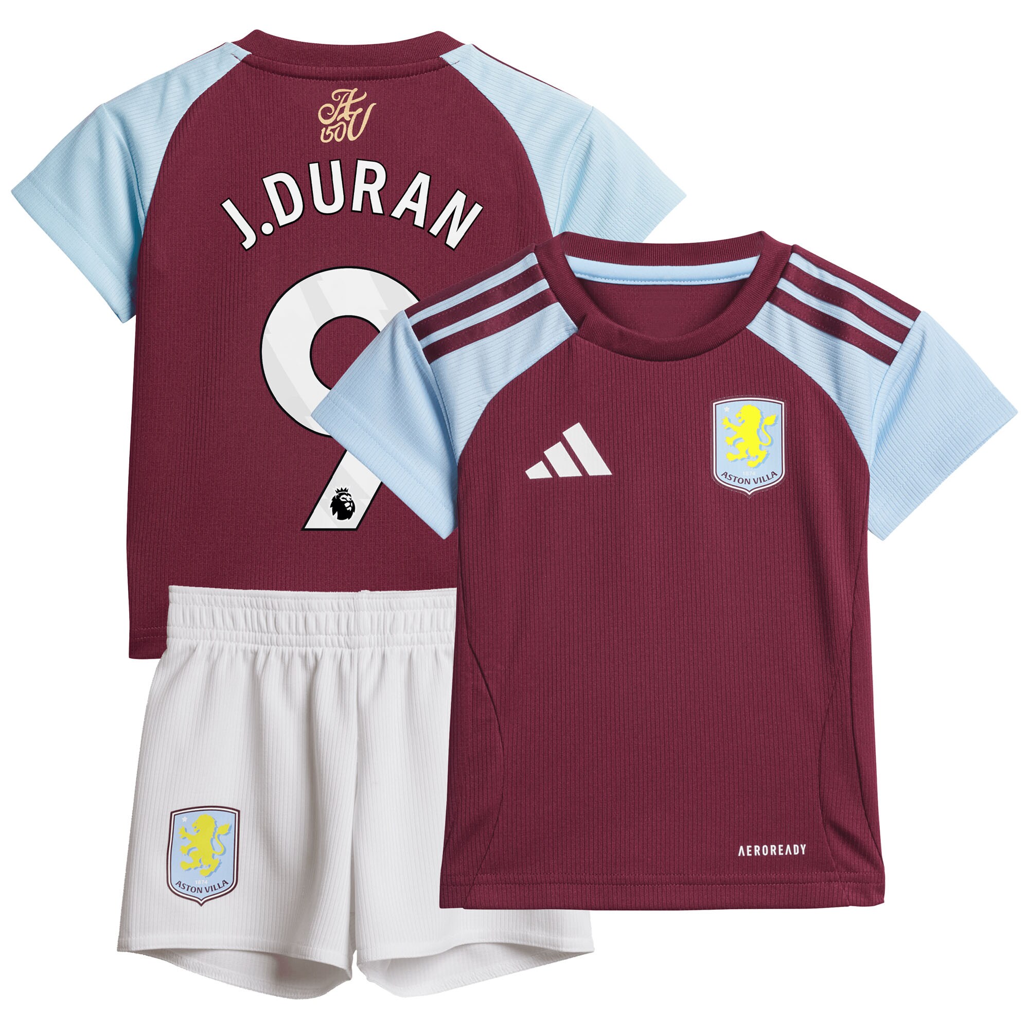 aston villa adidas home baby kit 2024-25 with j.duran 9 printing Collection | Official Aston Villa Shirts