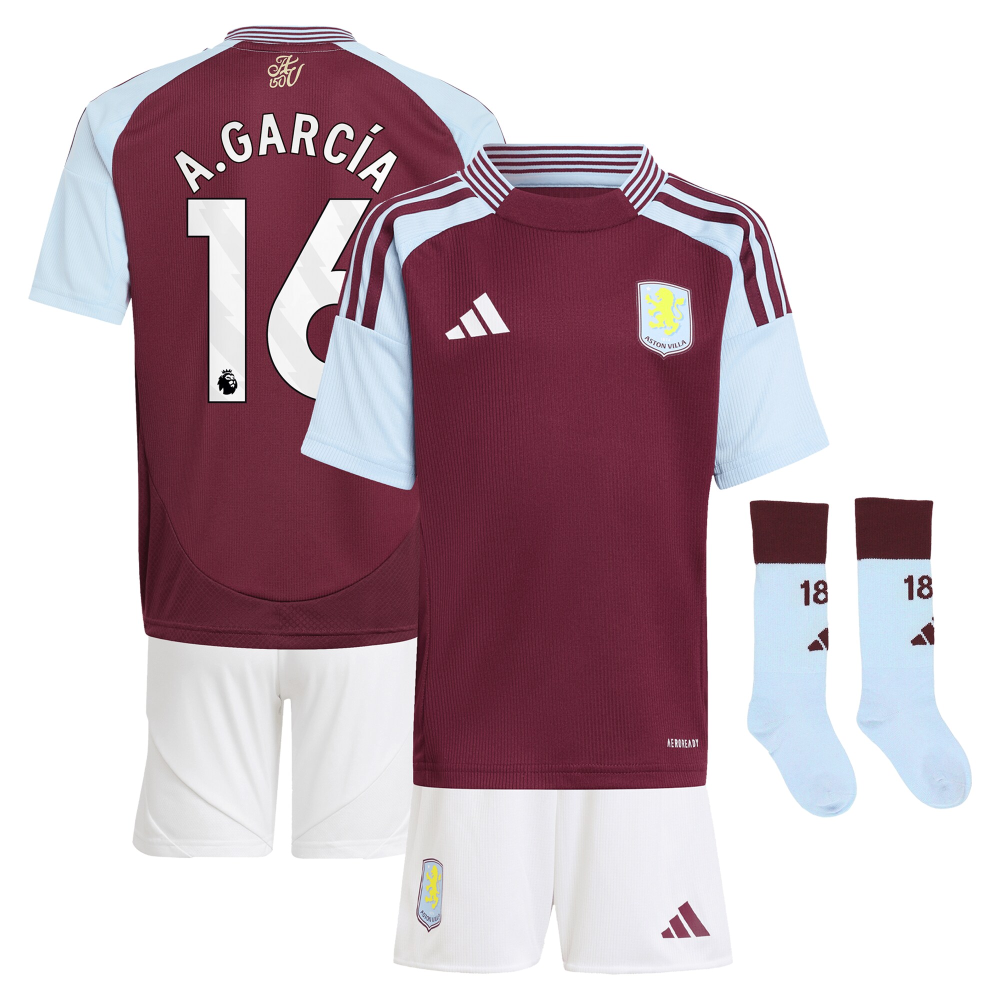 aston villa adidas home mini kit 2024-25 with a.garcía 16 printing Collection | Official Aston Villa Shirts