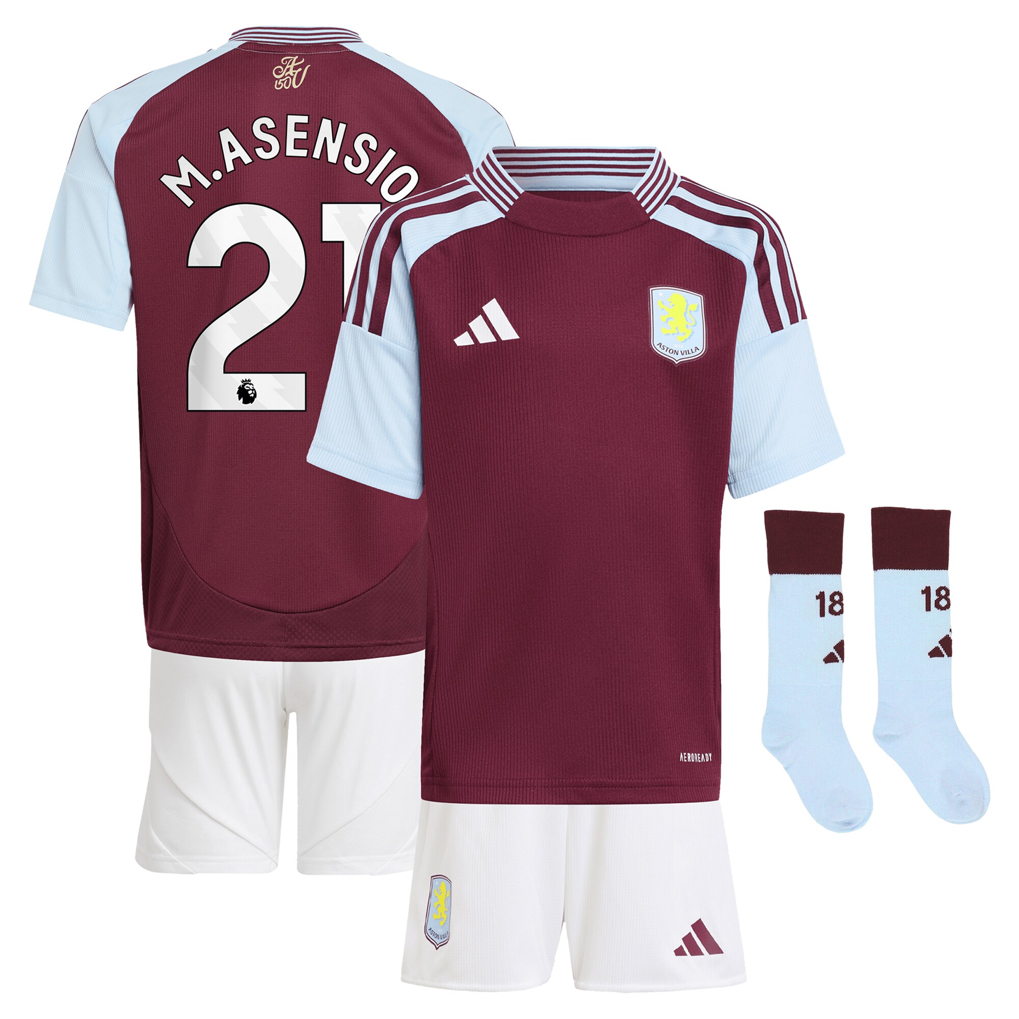 aston villa adidas home mini kit 2024-25 with m.asensio 21 printing Collection | Official Aston Villa Shirts