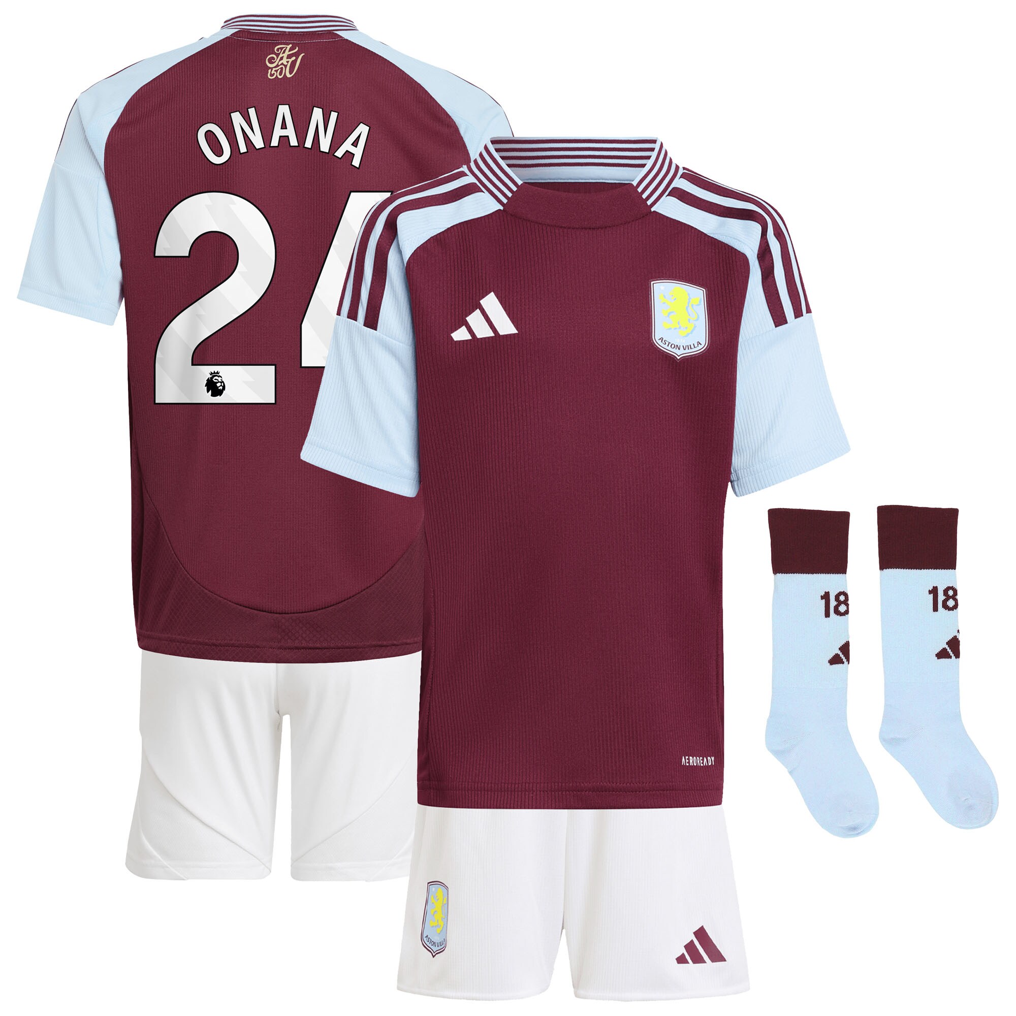 aston villa adidas home mini kit 2024-25 with onana 24 printing Collection | Official Aston Villa Shirts