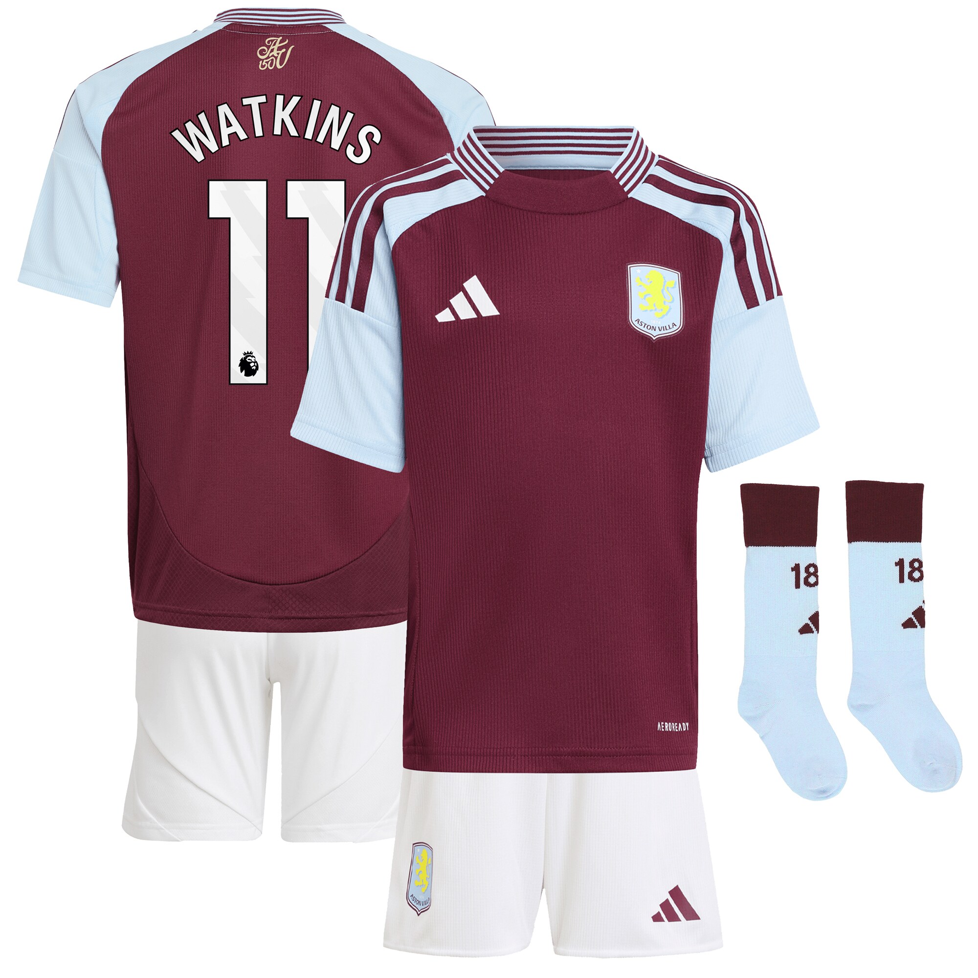 aston villa adidas home mini kit 2024-25 with watkins 11 printing Collection | Official Aston Villa Shirts