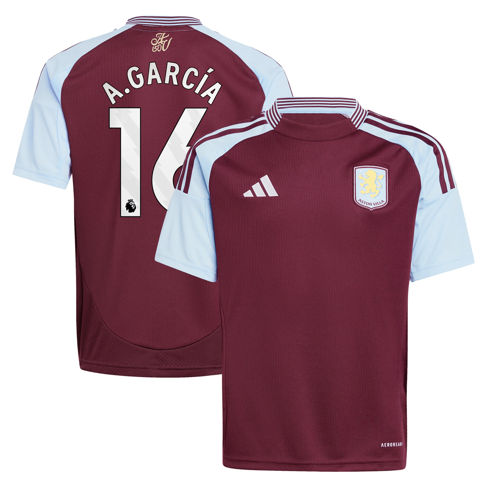 aston villa adidas home shirt 2024-25 – kids with a.garcía 16 printing Collection | Official Aston Villa Shirts